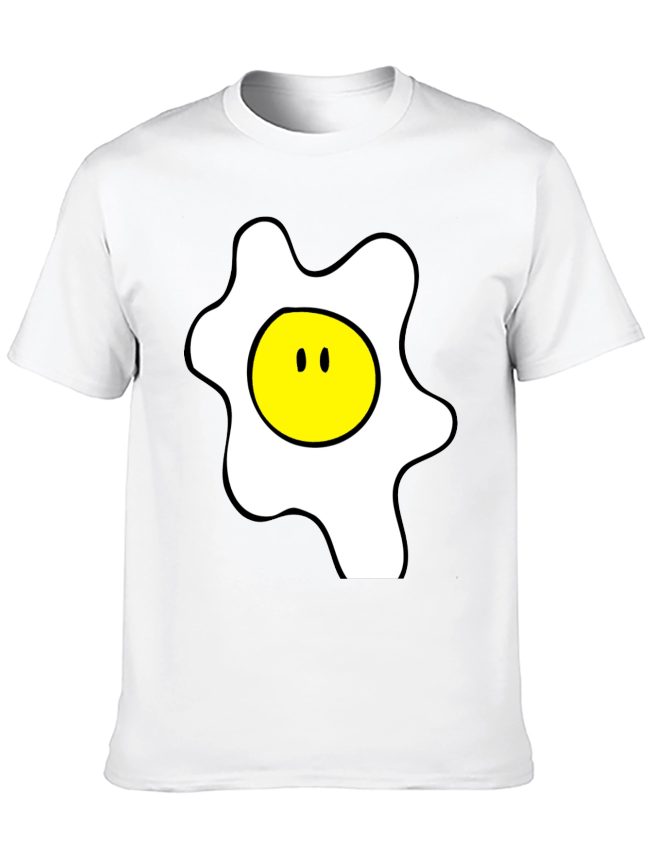 Funny Cartoon Fried Egg Graphic Black T-Shirt