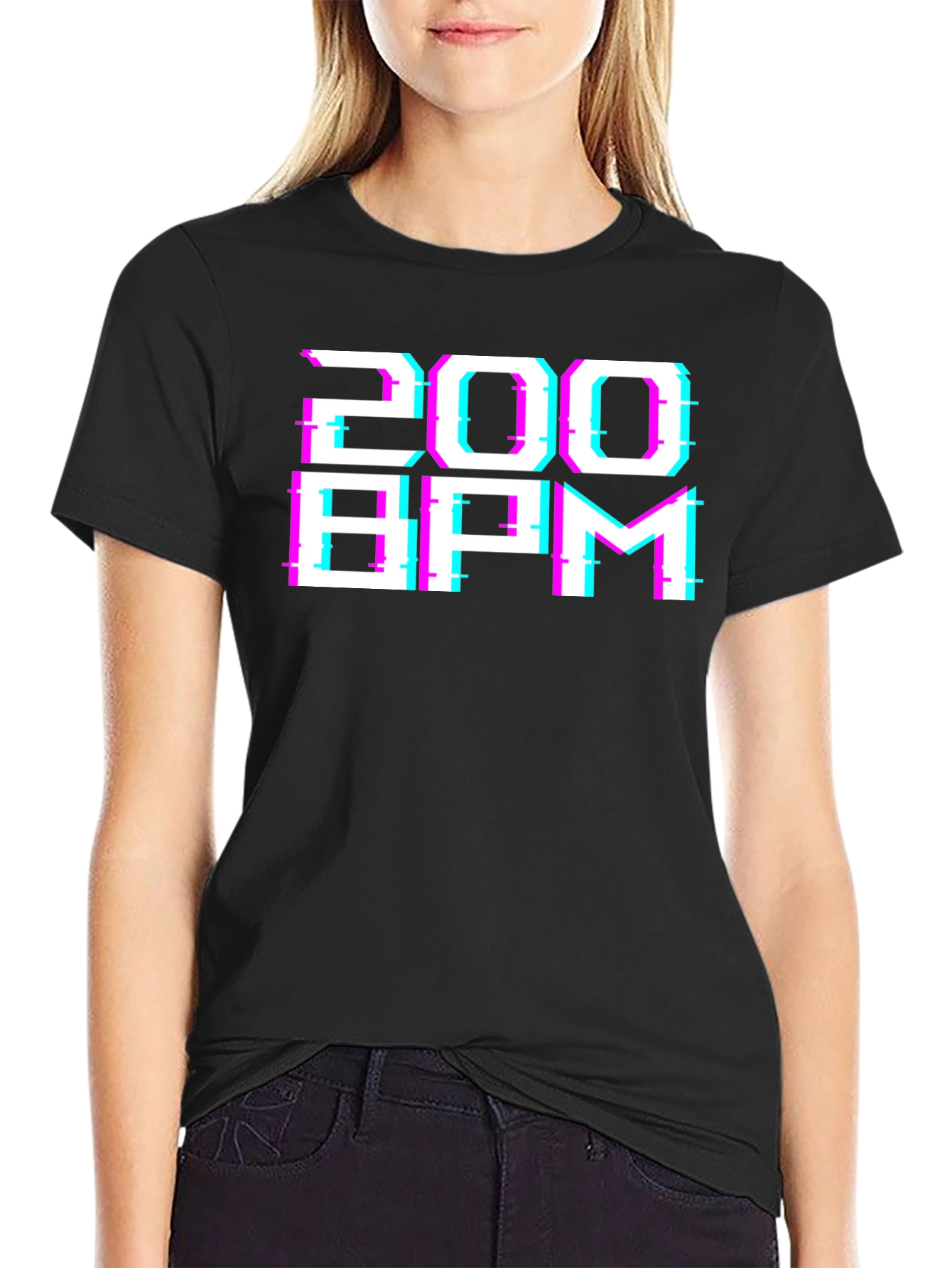 200 BPM Glitch Graphic Tee - Black