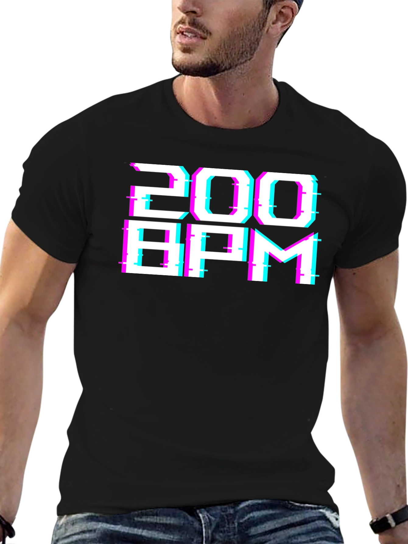200 BPM Glitch Graphic Tee - Black