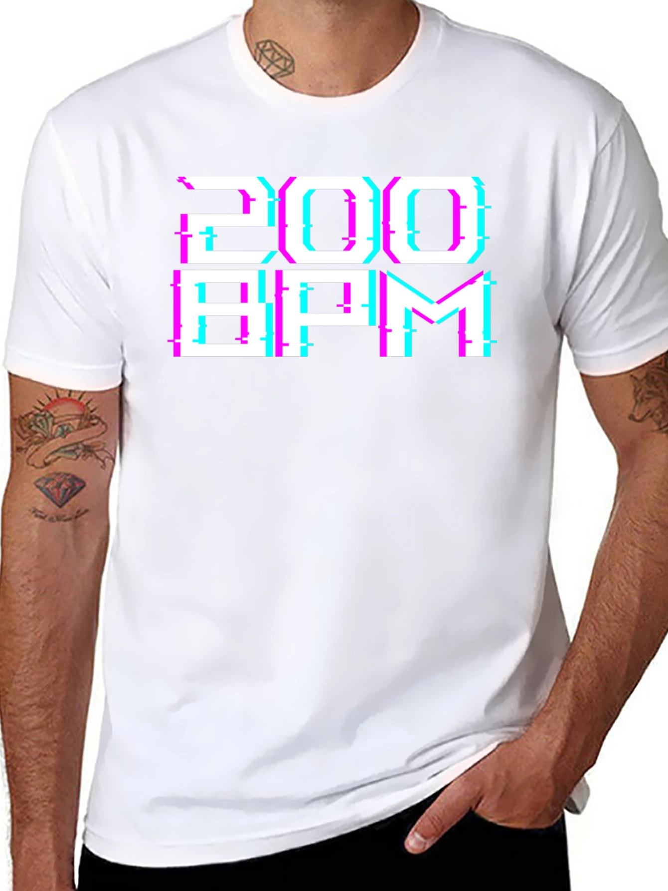 200 BPM Glitch Graphic Tee - Black