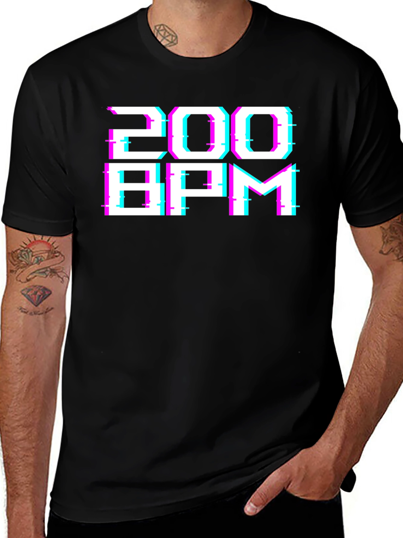 200 BPM Glitch Graphic Tee - Black