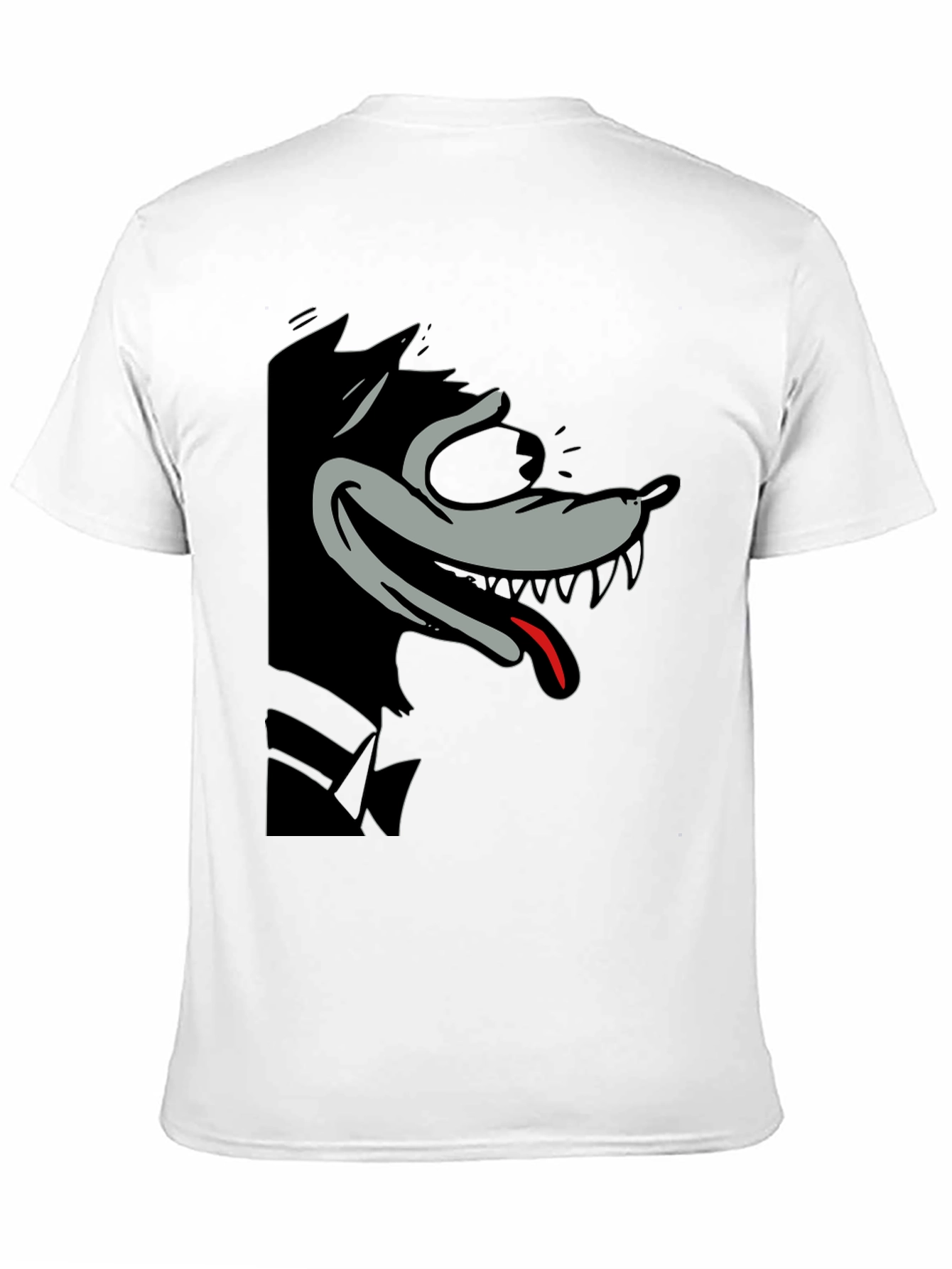 Cartoon Wolf Graphic Tee - Mens Black T-Shirt