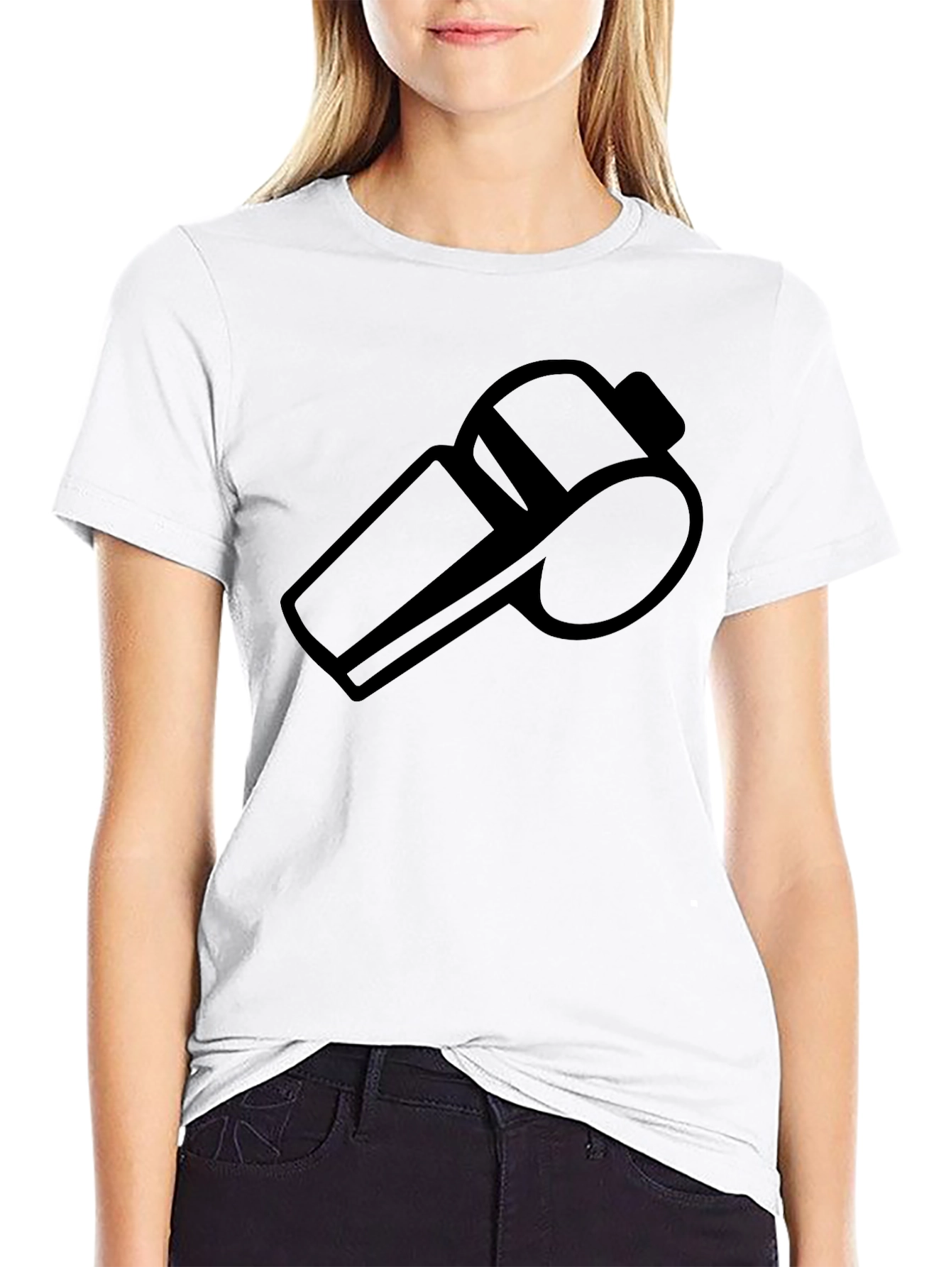 Referee Whistle Graphic Tee - Black Cotton T-Shirt