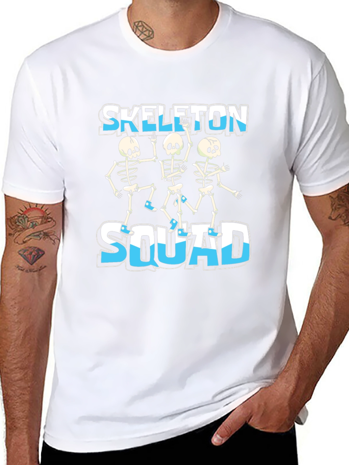 Skeleton Squad Graphic Tee - Fun Halloween Design