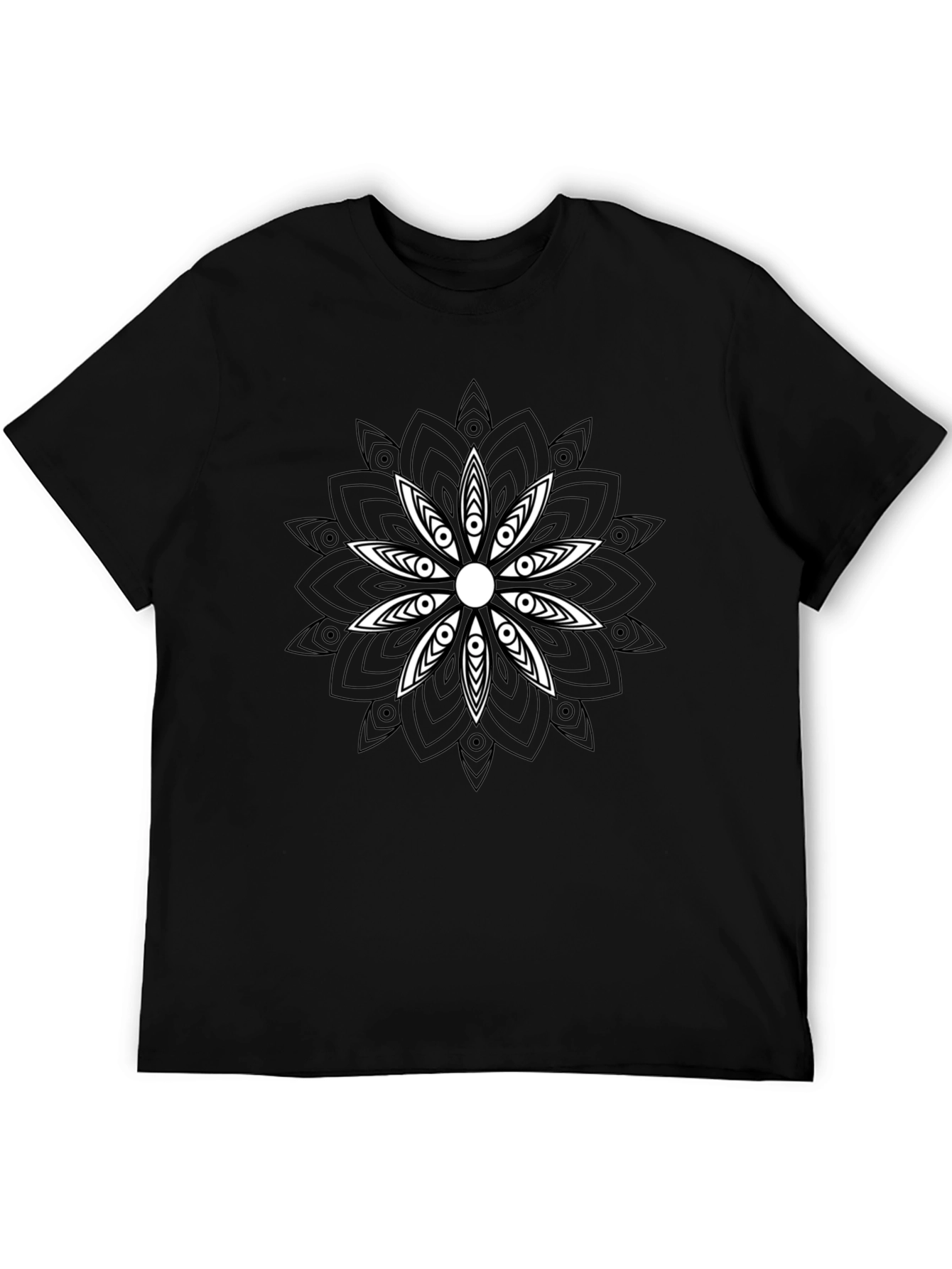 Black T-Shirt with Mandala Graphic