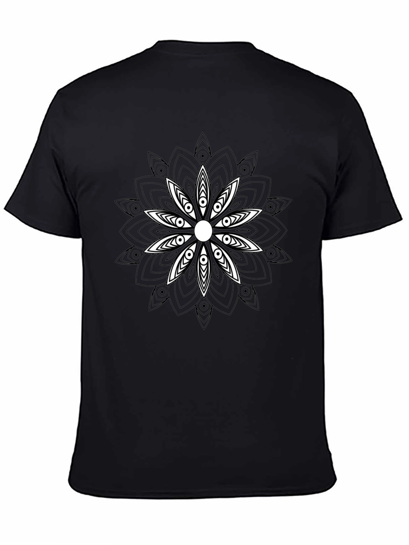 Black T-Shirt with Mandala Graphic