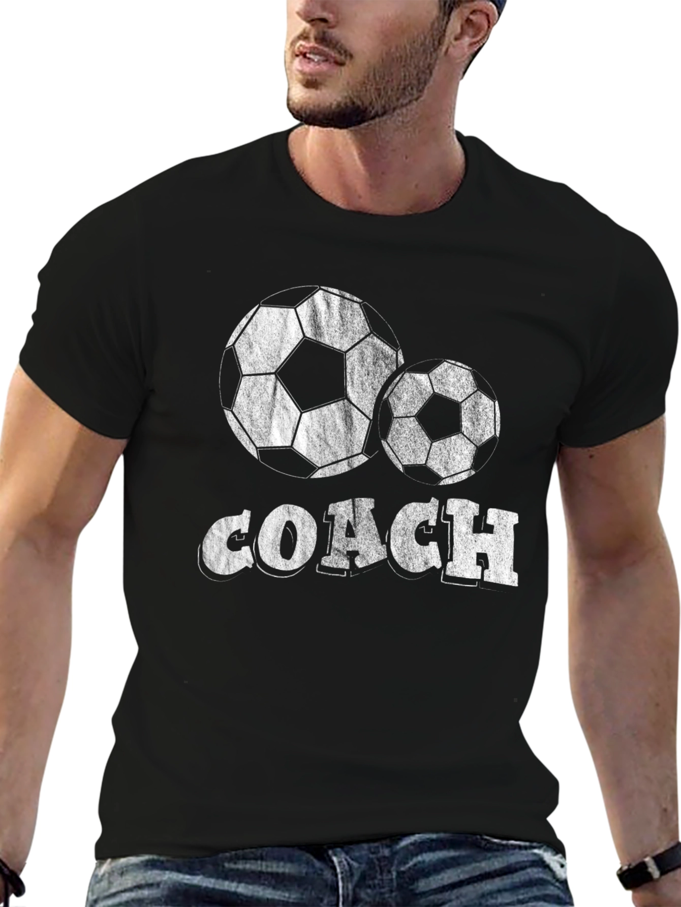 Soccer Coach T-Shirt - Black Cotton Blend Tee