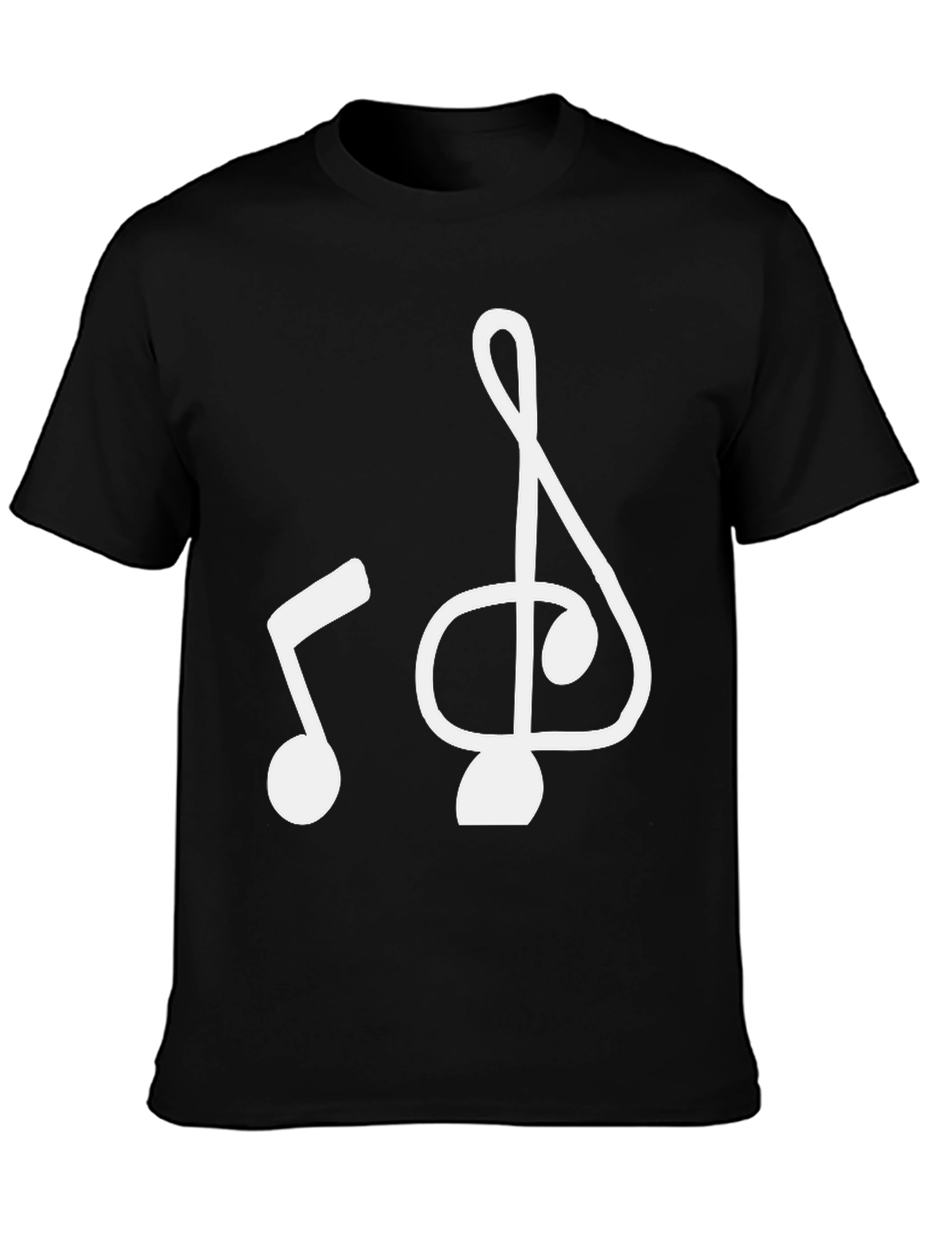 Music Note Graphic Tee - Black Cotton T-Shirt
