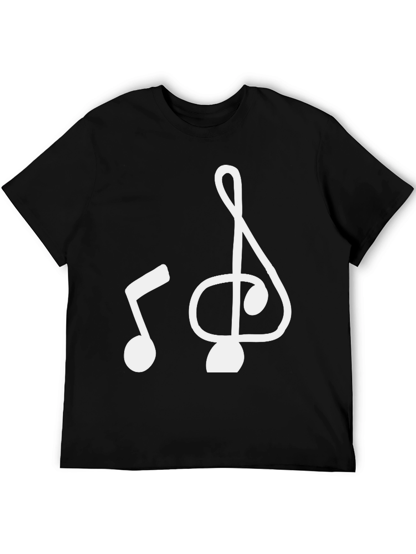 Music Note Graphic Tee - Black Cotton T-Shirt