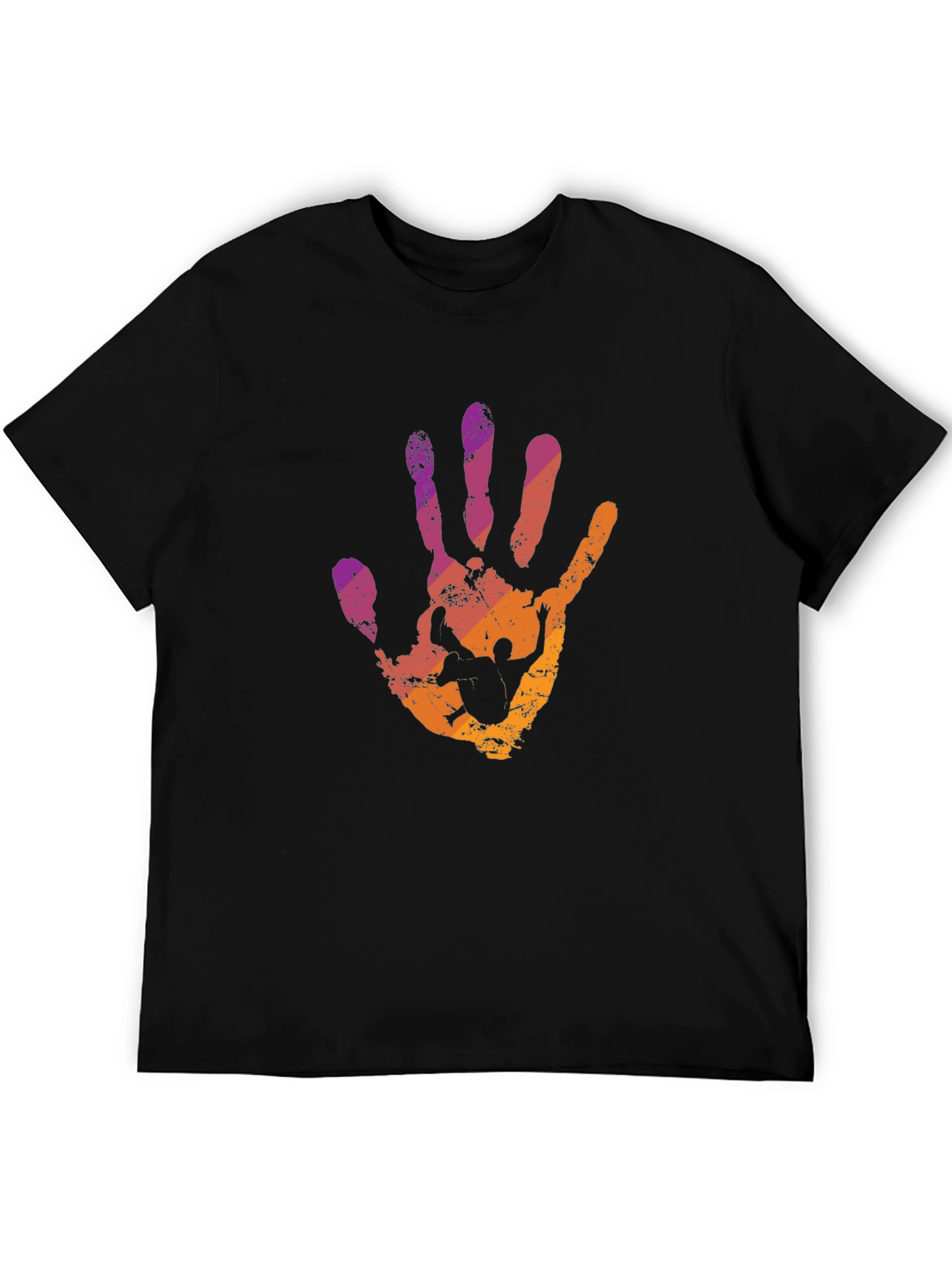Abstract Handprint Graphic T-Shirt - Trendy Crew Neck Tee