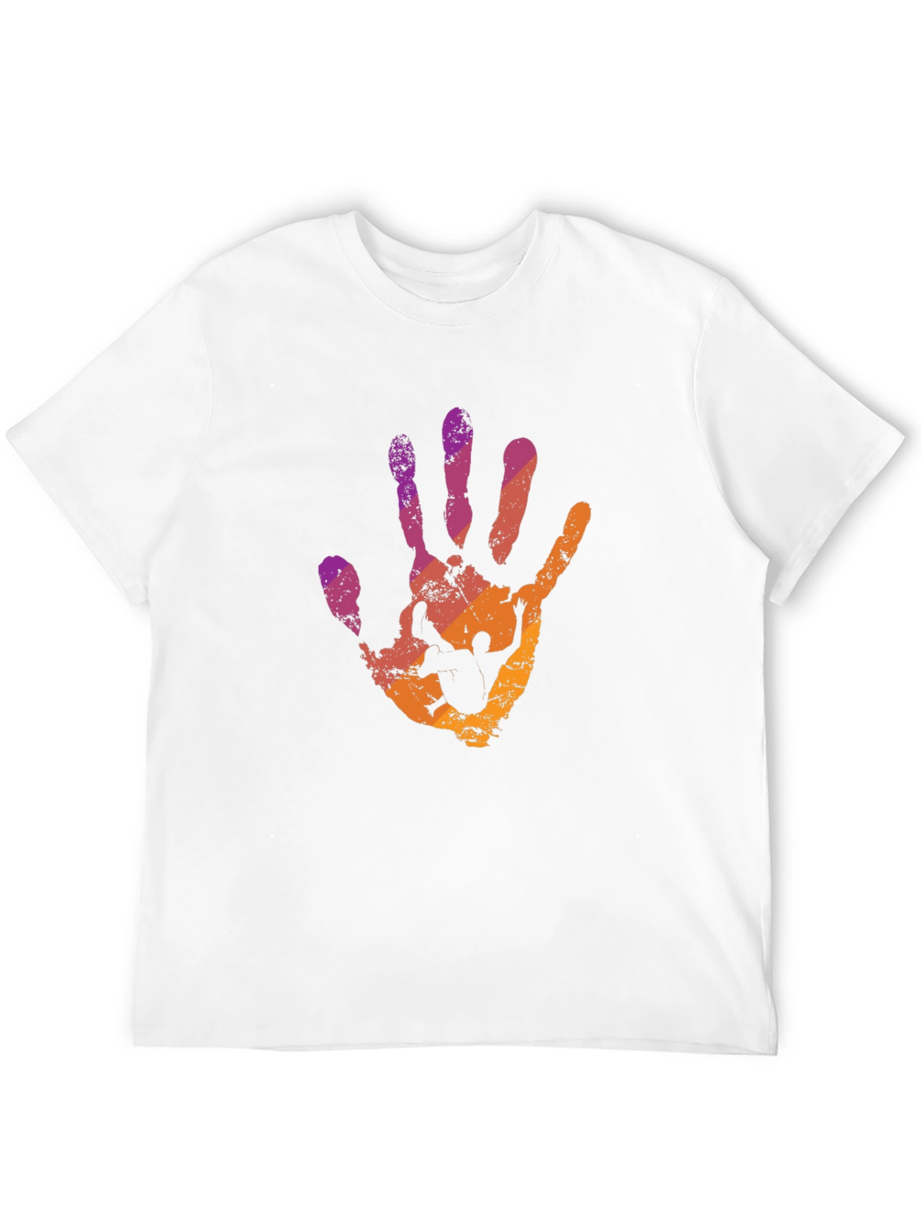 Abstract Handprint Graphic T-Shirt - Trendy Crew Neck Tee