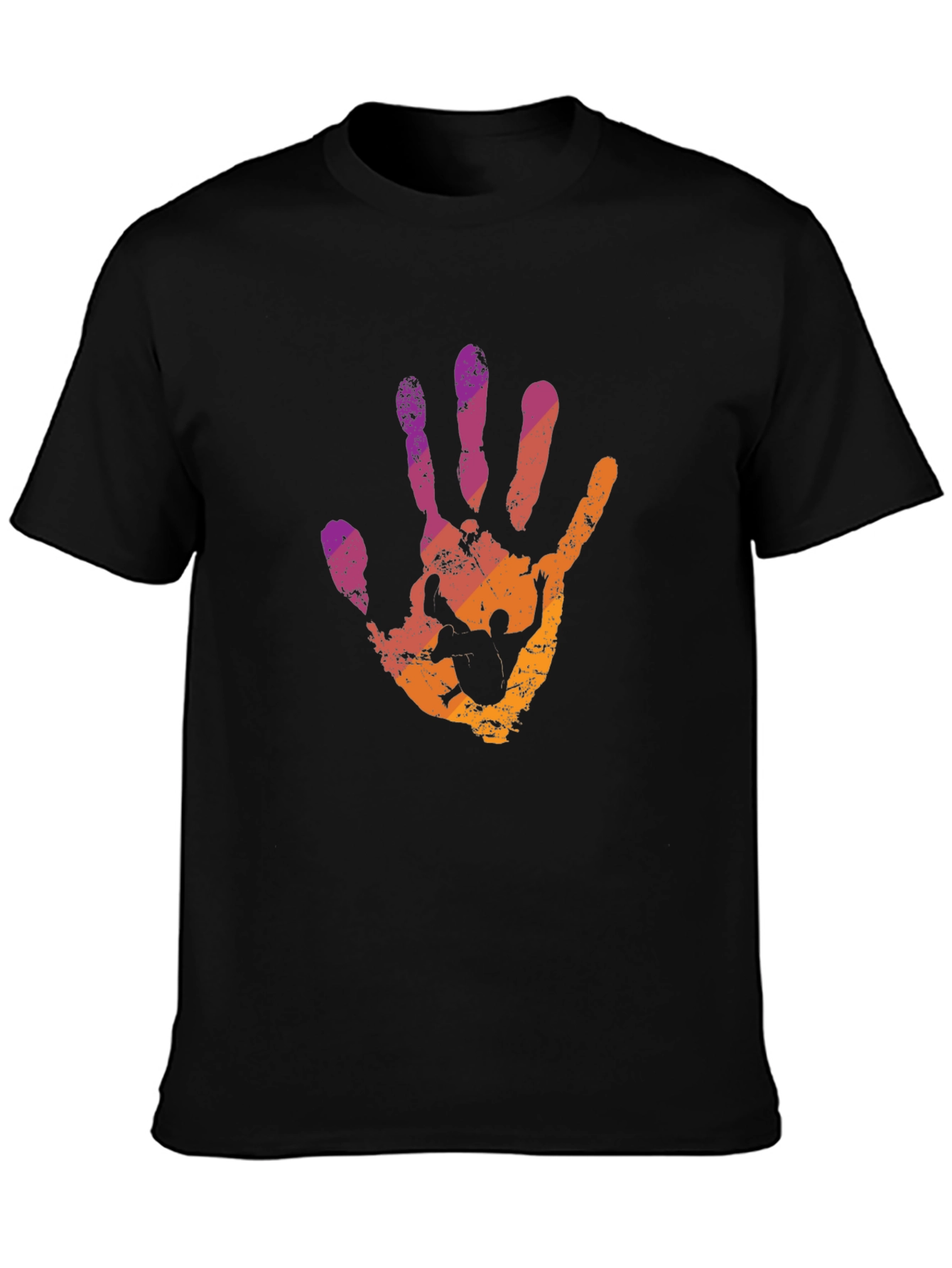 Abstract Handprint Graphic T-Shirt - Trendy Crew Neck Tee