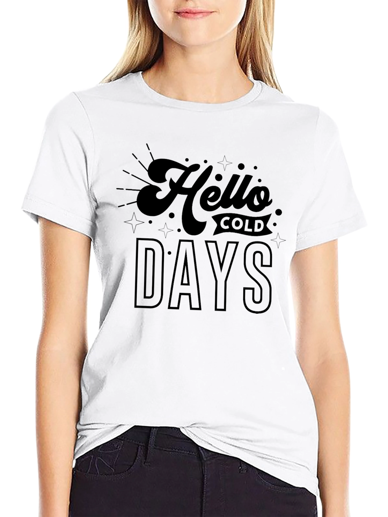 Hello Cold Days Black Graphic Tee