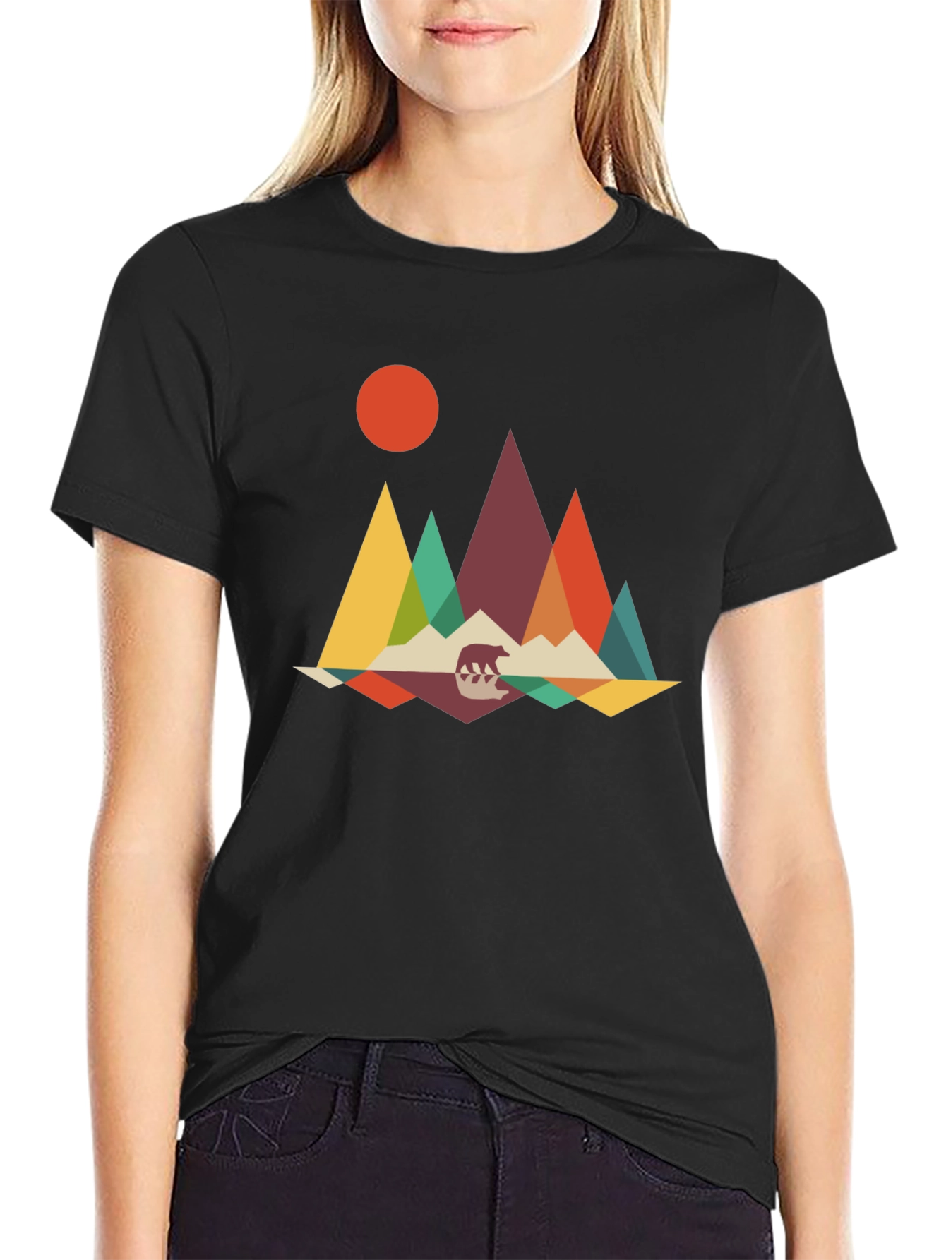 Geometric Mountain Bear Graphic Tee