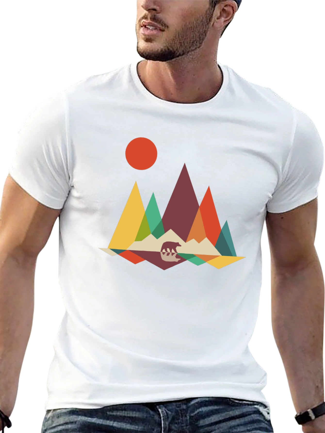 Geometric Mountain Bear Graphic Tee
