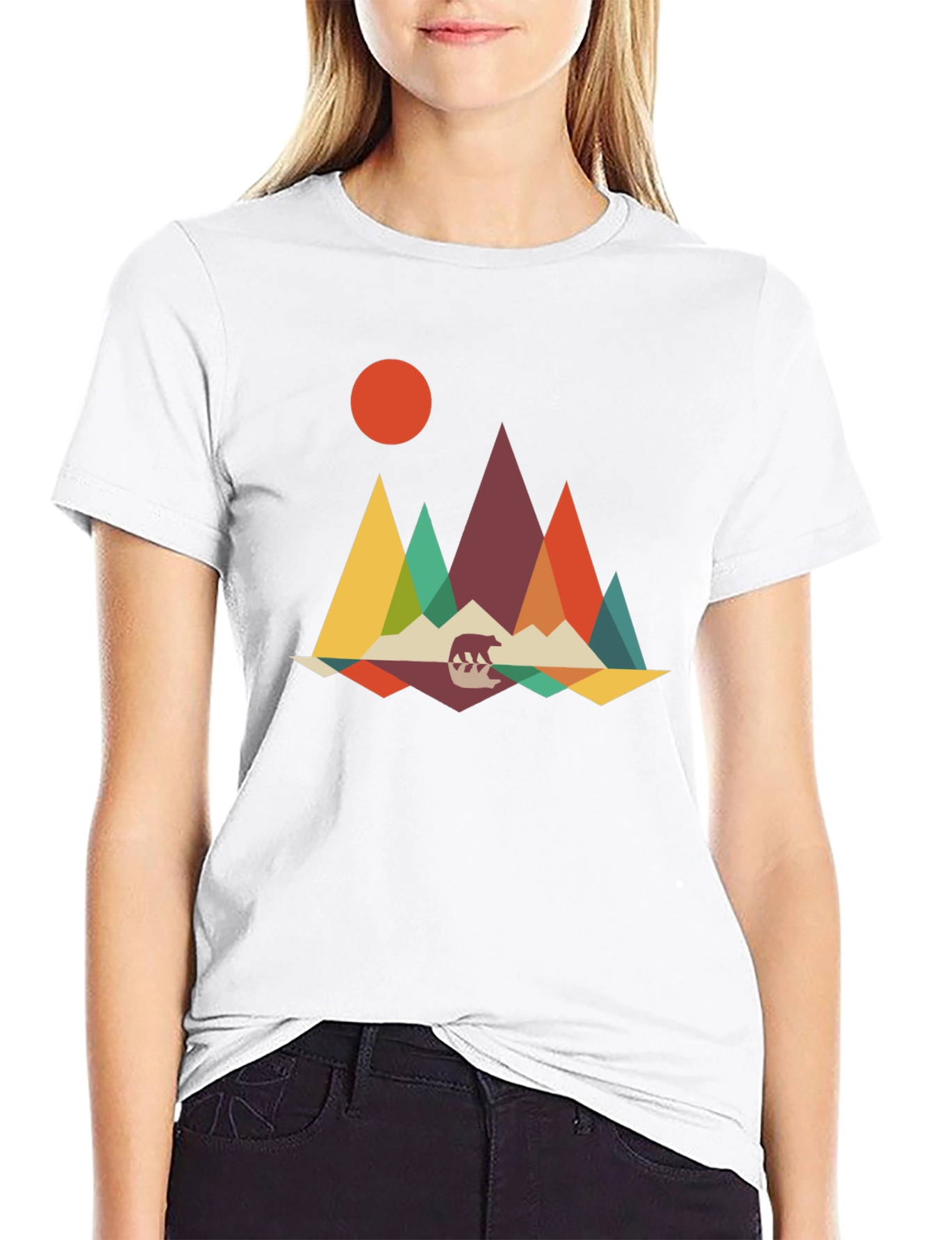 Geometric Mountain Bear Graphic Tee