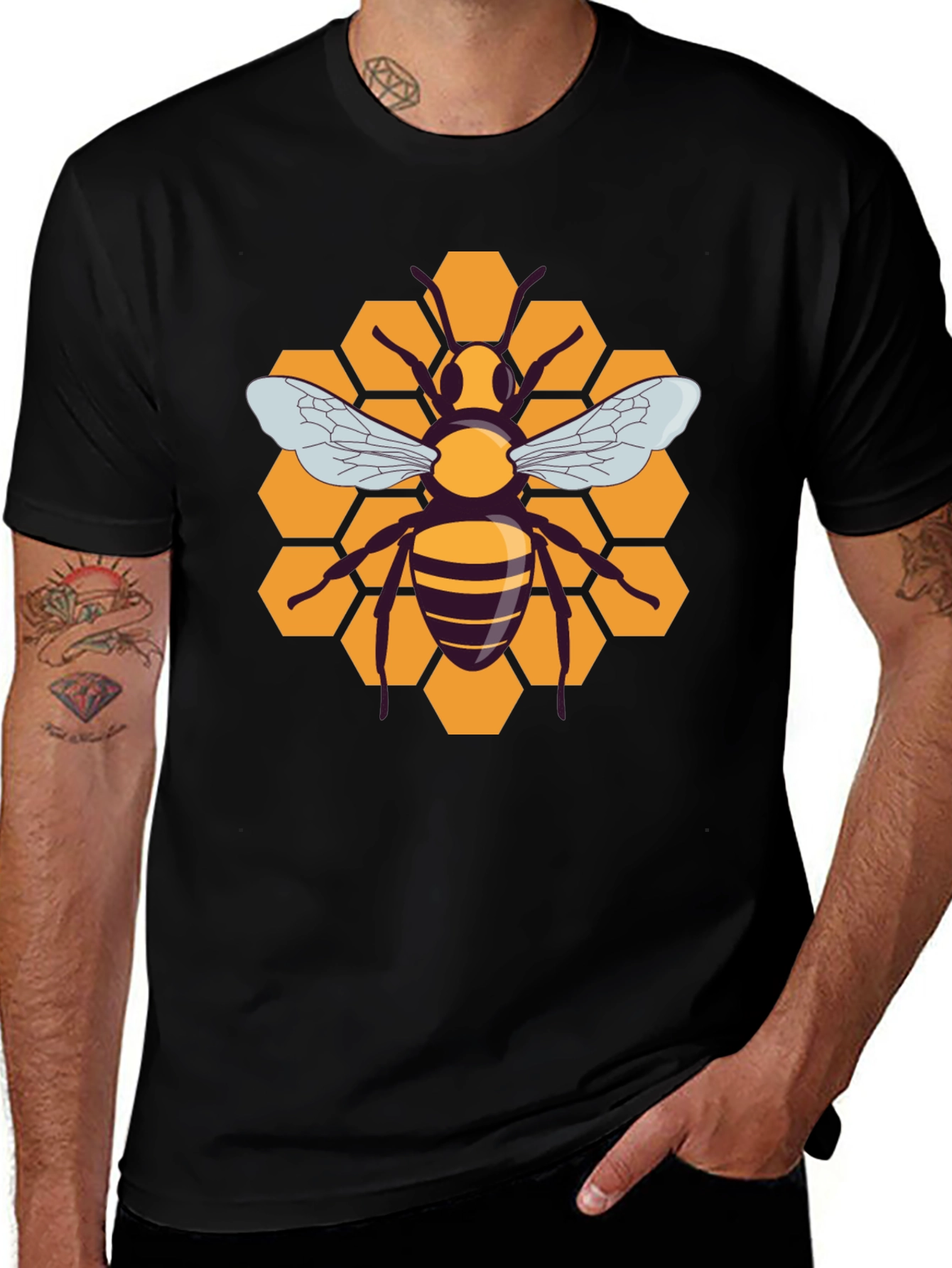 Honeycomb Bee Graphic T-Shirt