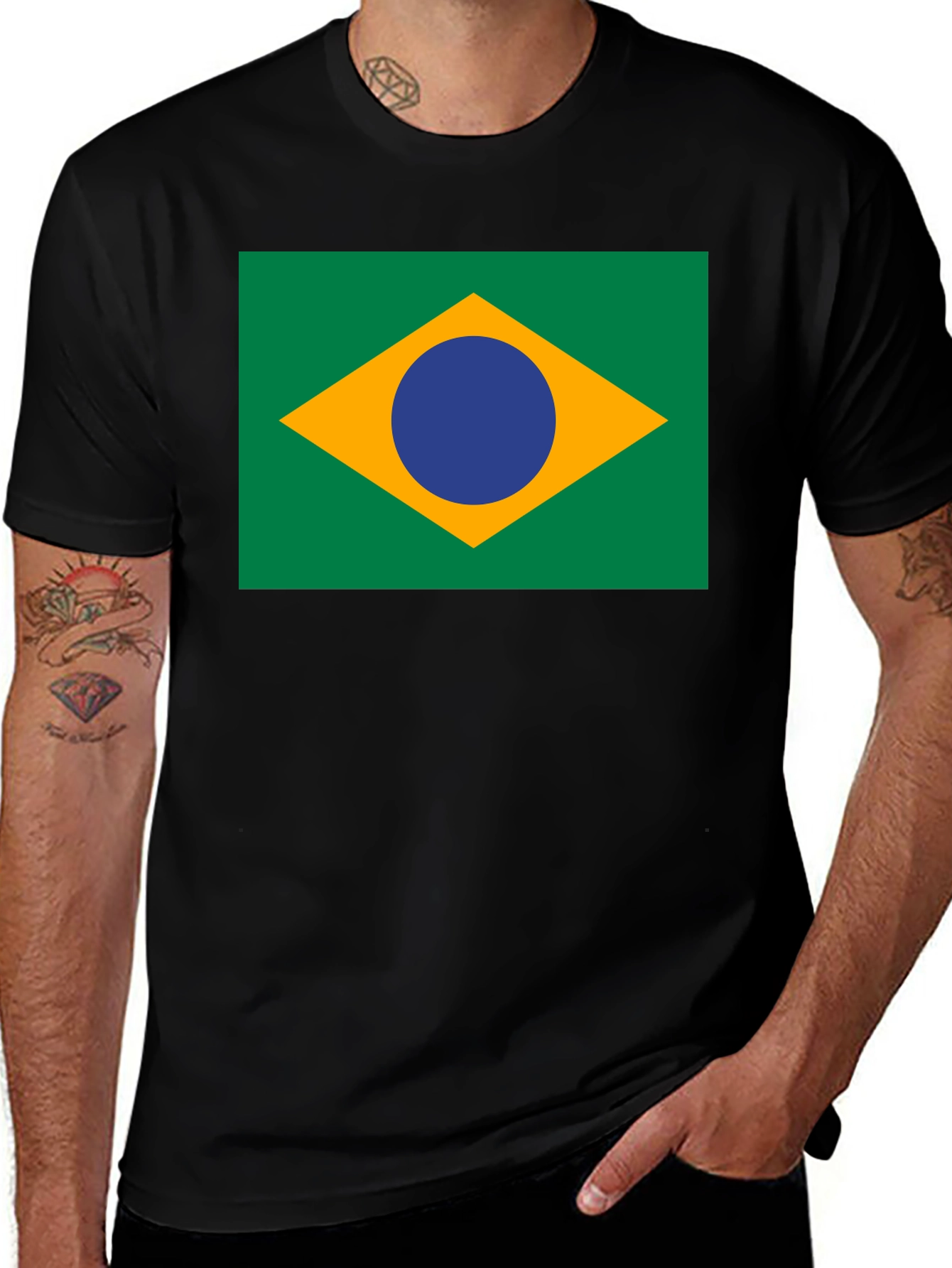 Brazil Flag Graphic Tee - Black