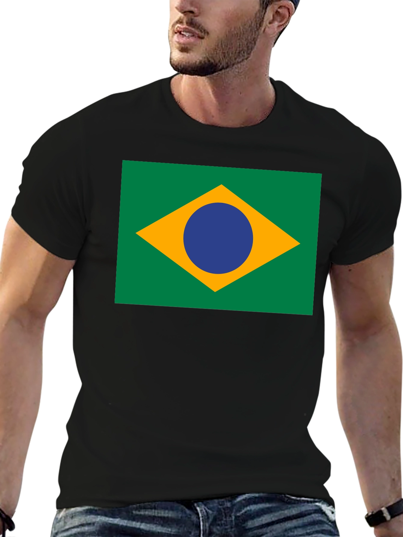 Brazil Flag Graphic Tee - Black