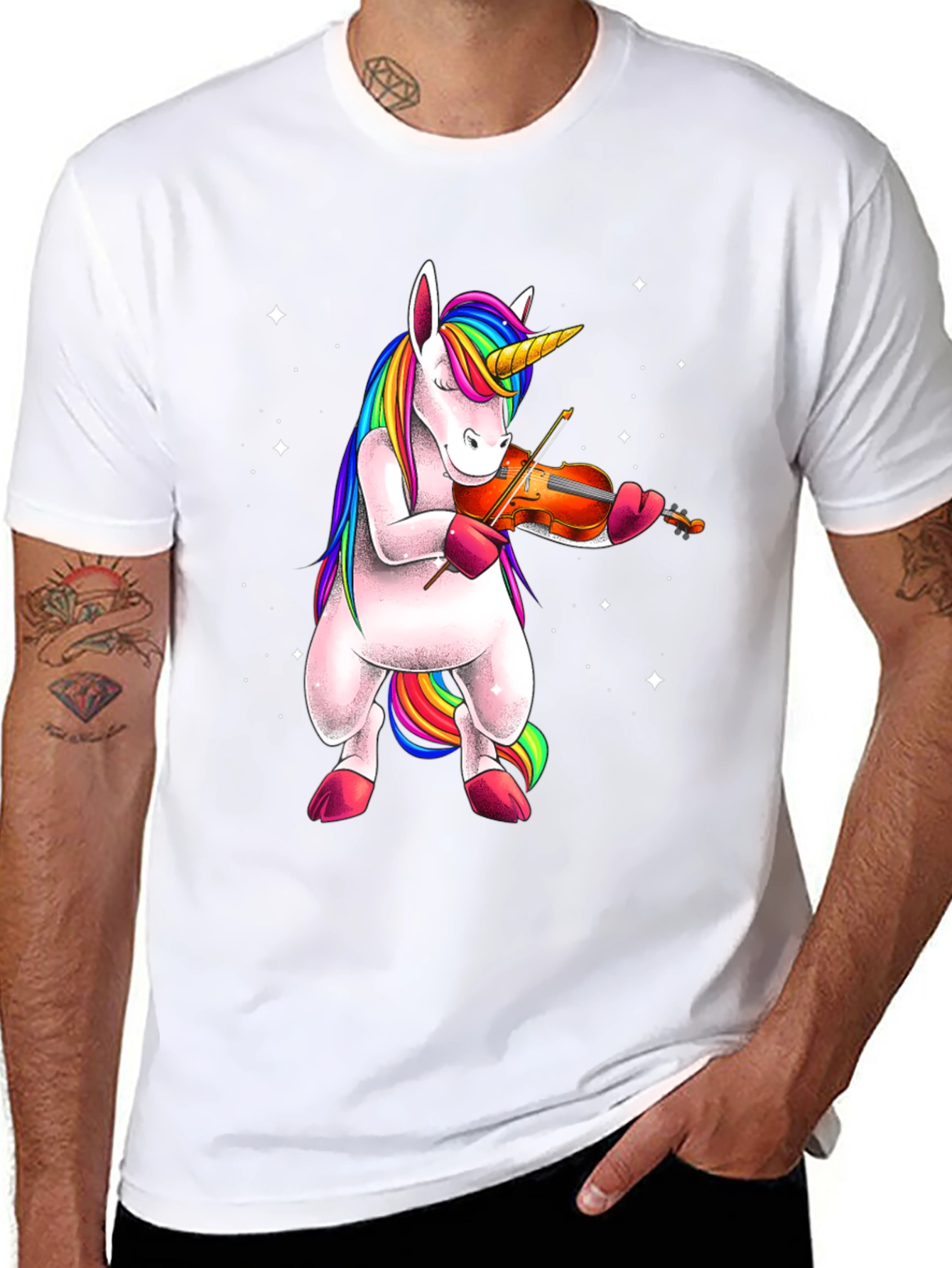 Unicorn Playing Violin T-Shirt - Black