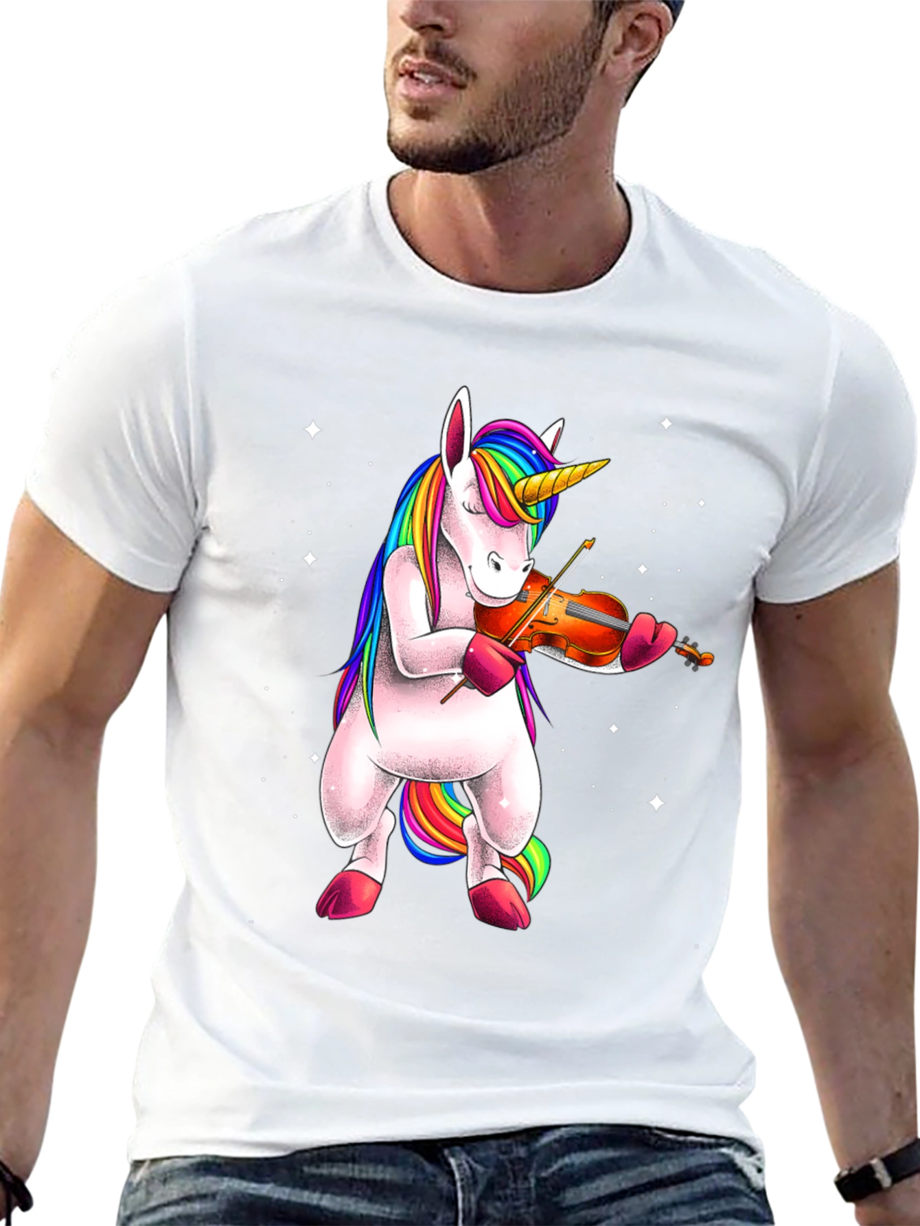 Unicorn Playing Violin T-Shirt - Black
