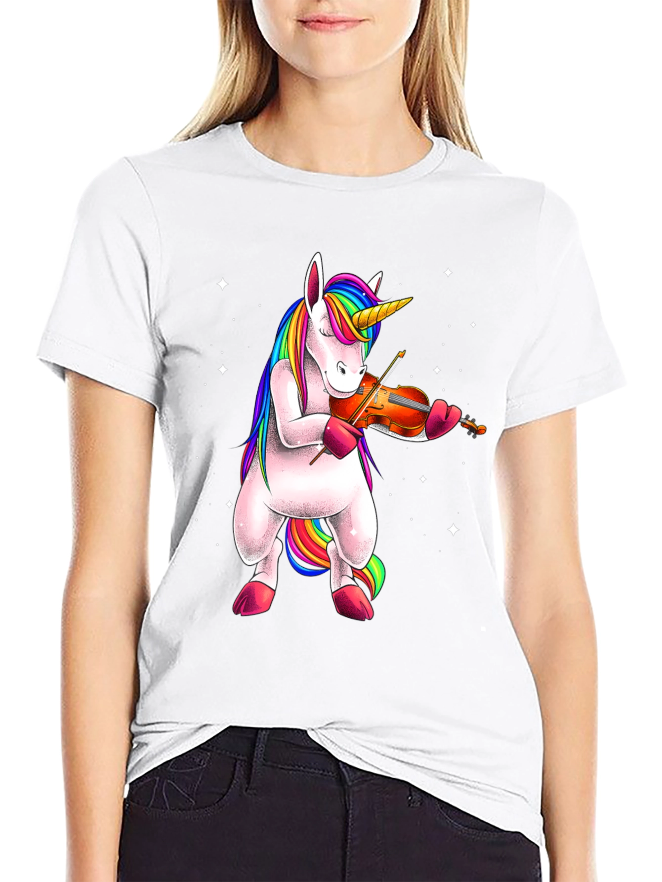 Unicorn Playing Violin T-Shirt - Black