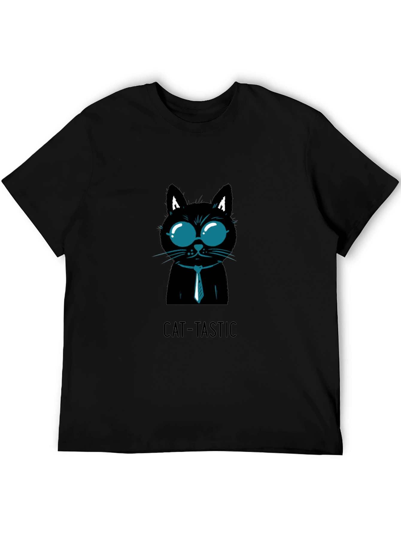 Cat-Tastic Black T-Shirt with Stylish Cat Design