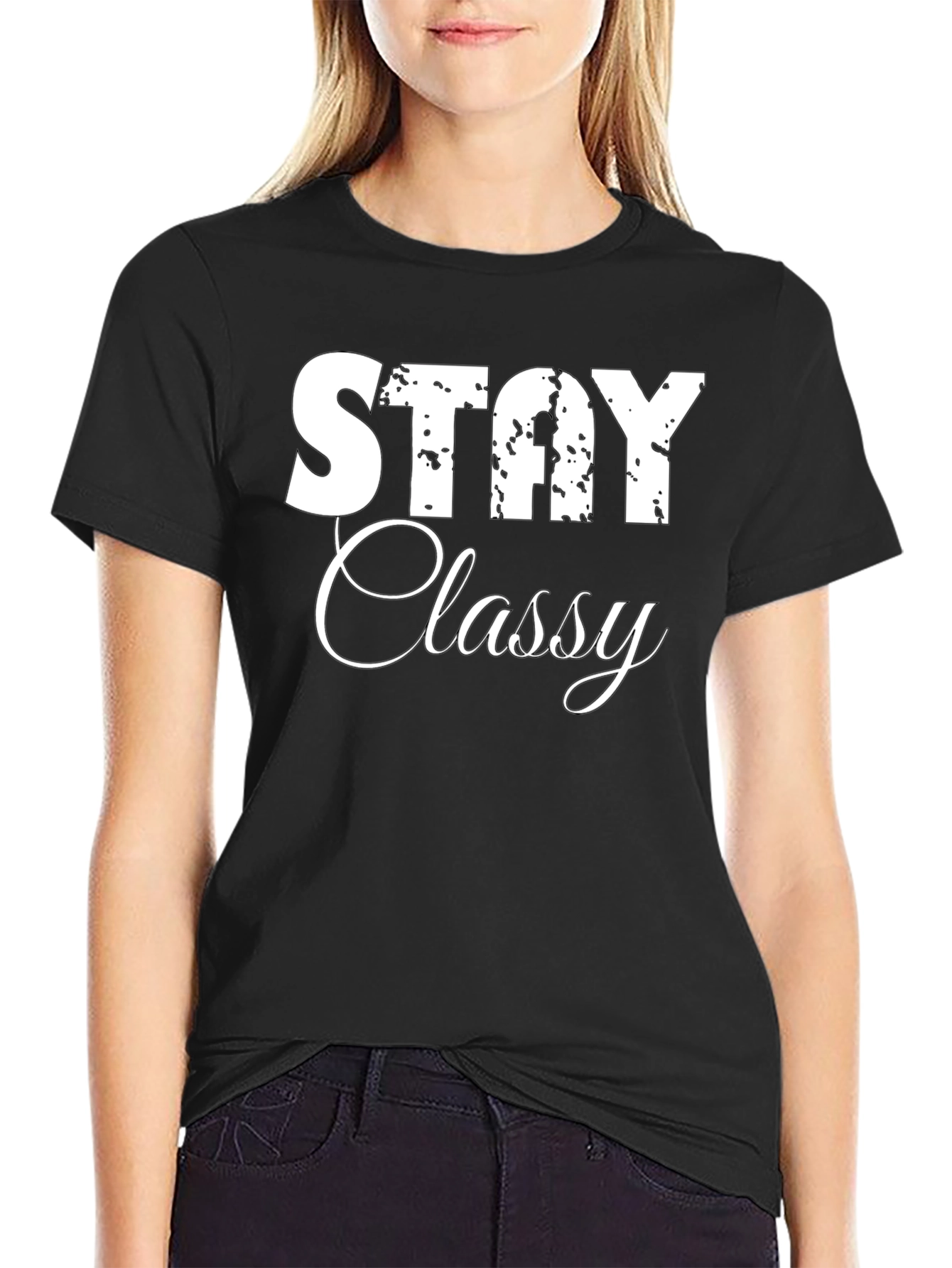 Stay Classy Graphic Tee - Black Cotton Casual Shirt