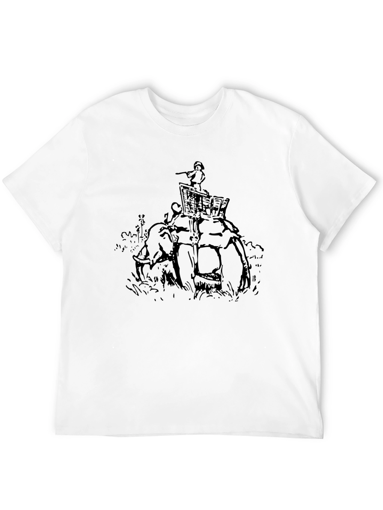 Elephant Rider Graphic Print Black T-Shirt