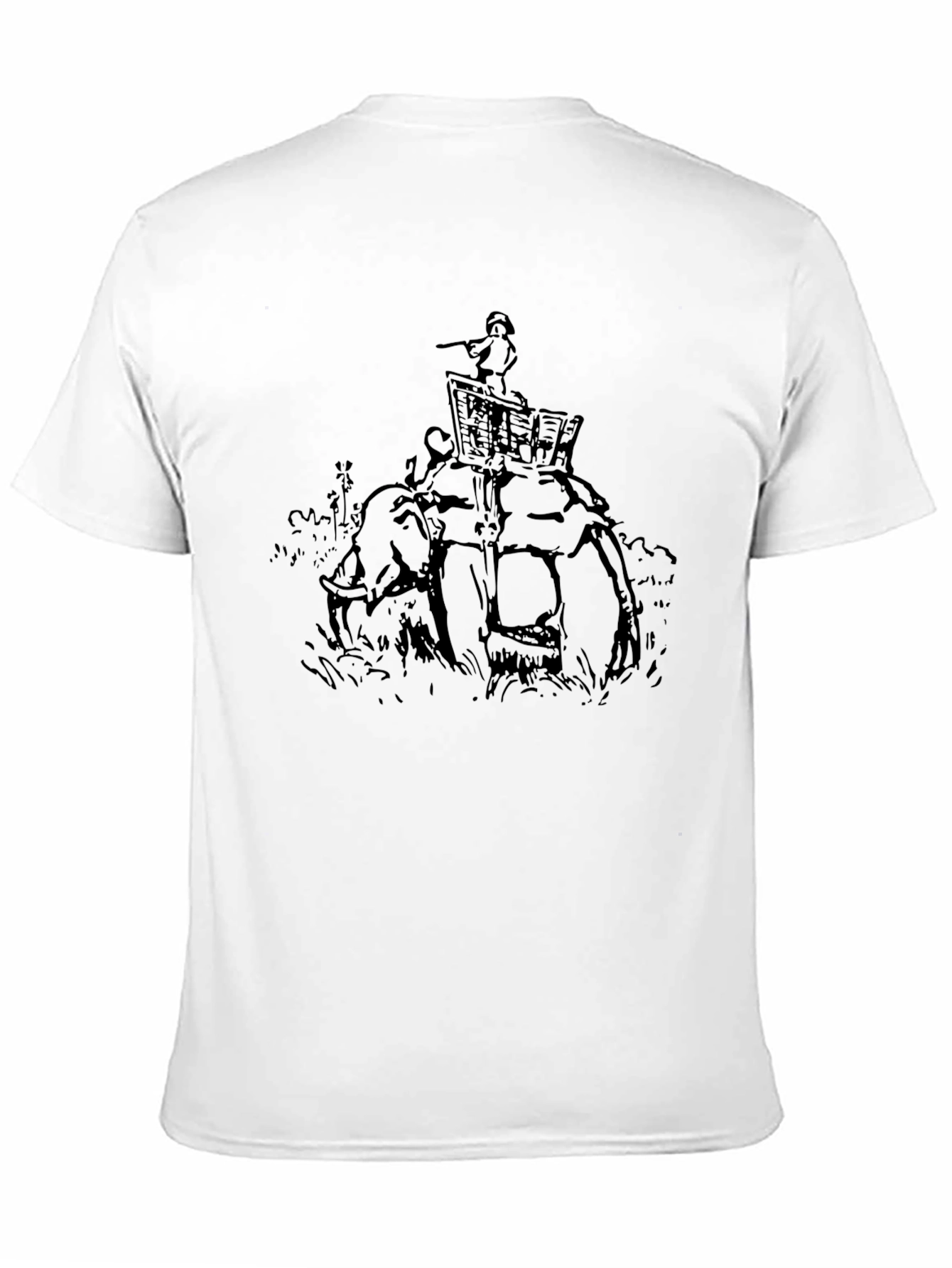 Elephant Rider Graphic Print Black T-Shirt