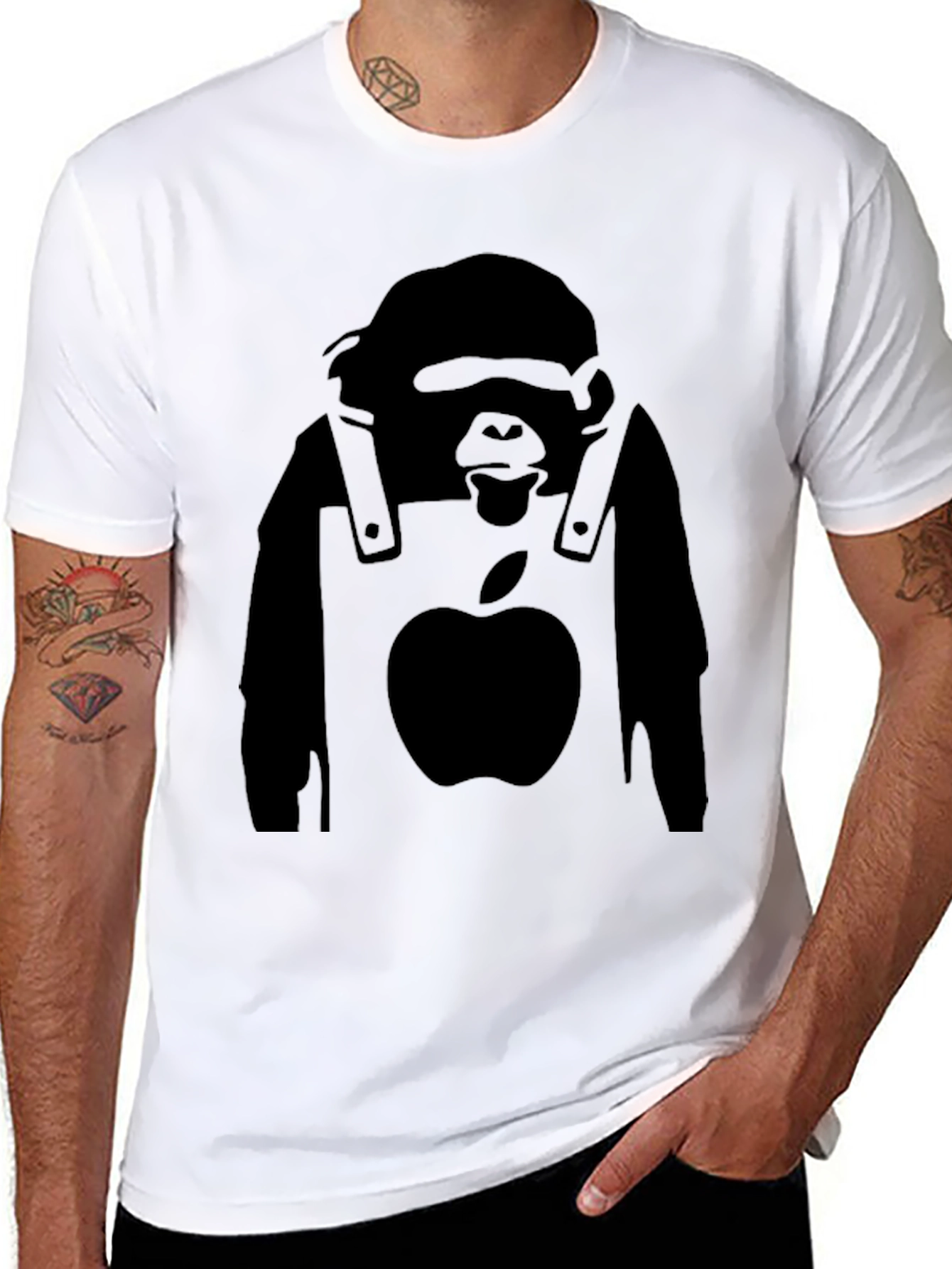 Banksy Inspired Apple Gorilla Graphic Tee