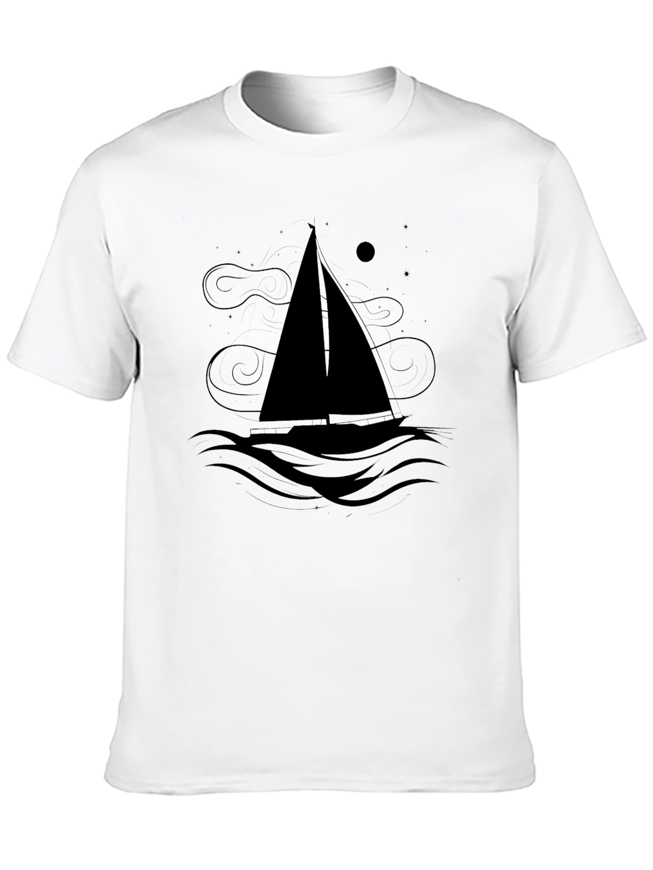 Nautical Sailboat Graphic Tee - Black