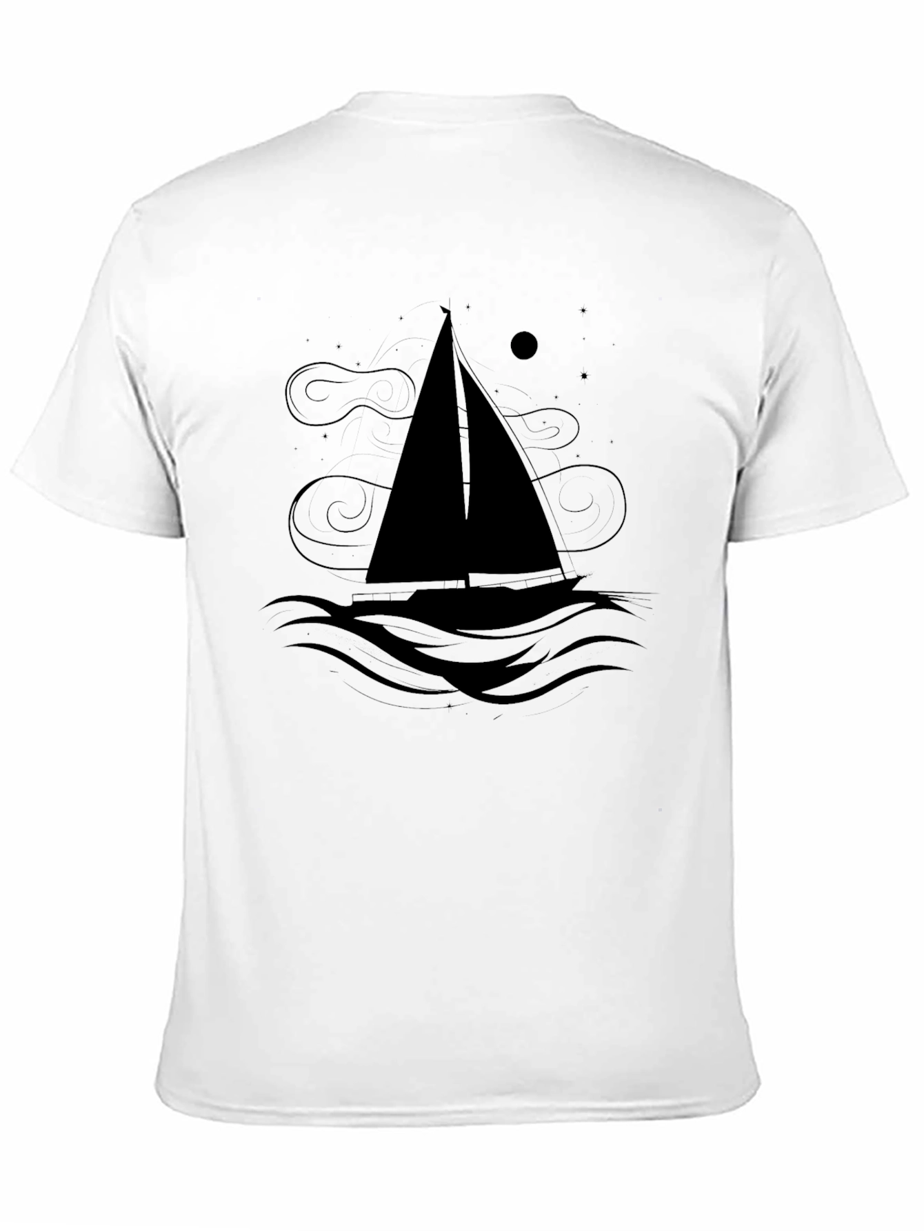 Nautical Sailboat Graphic Tee - Black