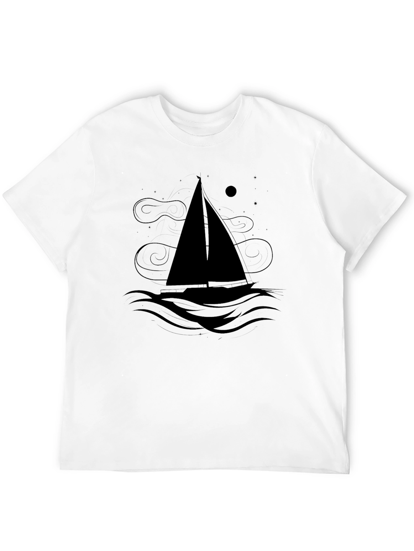 Nautical Sailboat Graphic Tee - Black