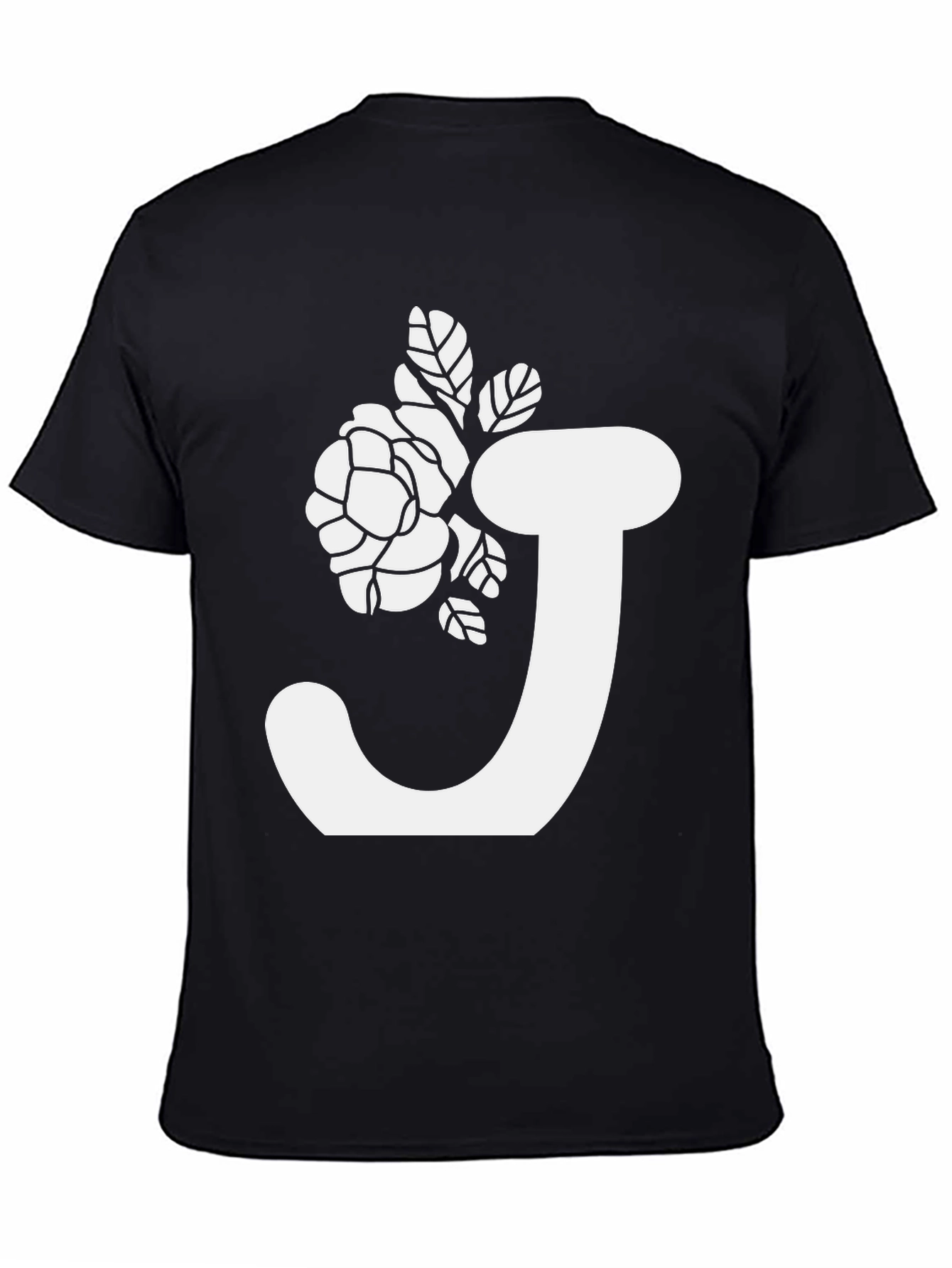 Floral Initial J Black T-Shirt