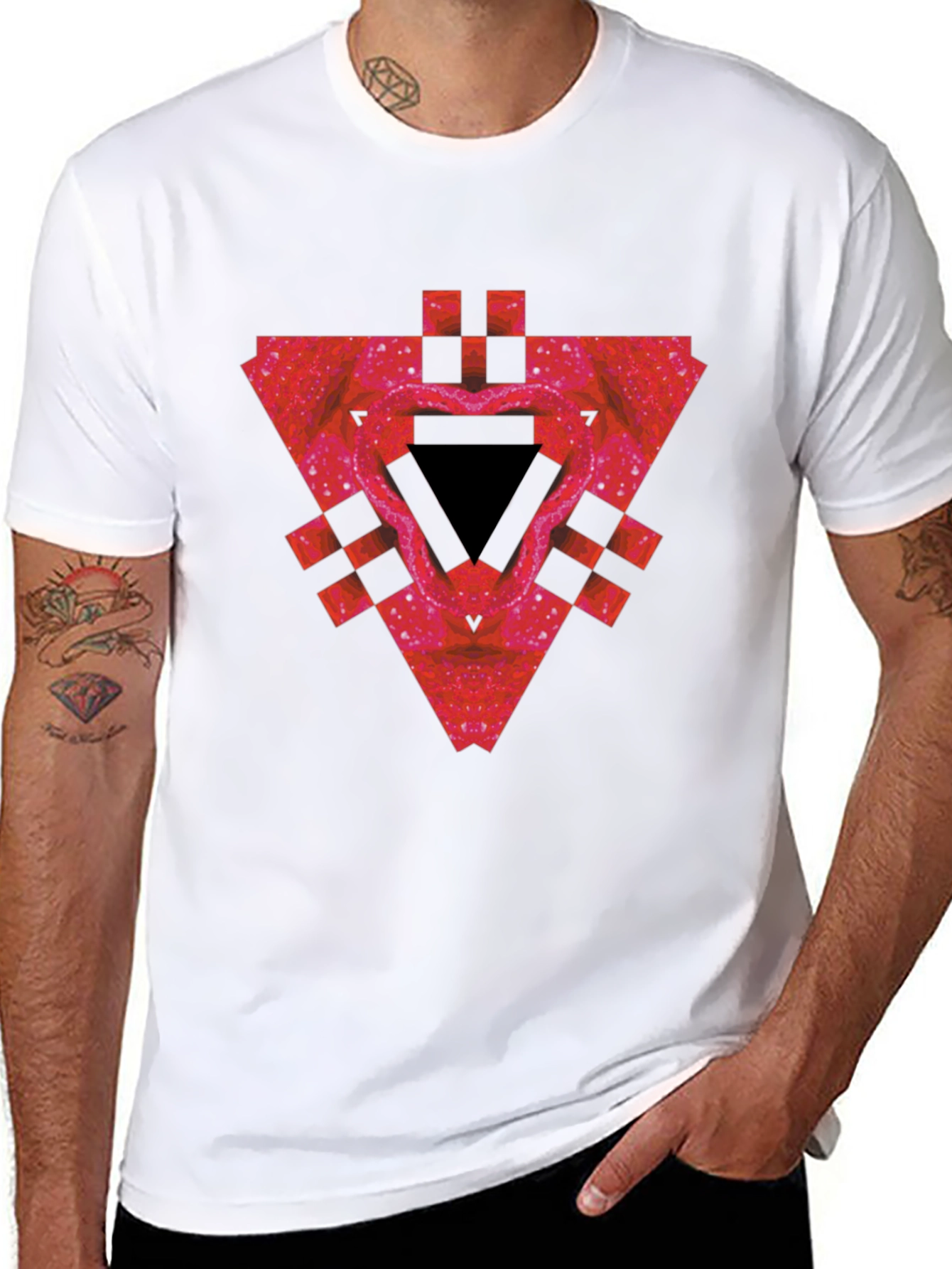 Geometric Triangle Graphic Tee - Mens Black T-Shirt
