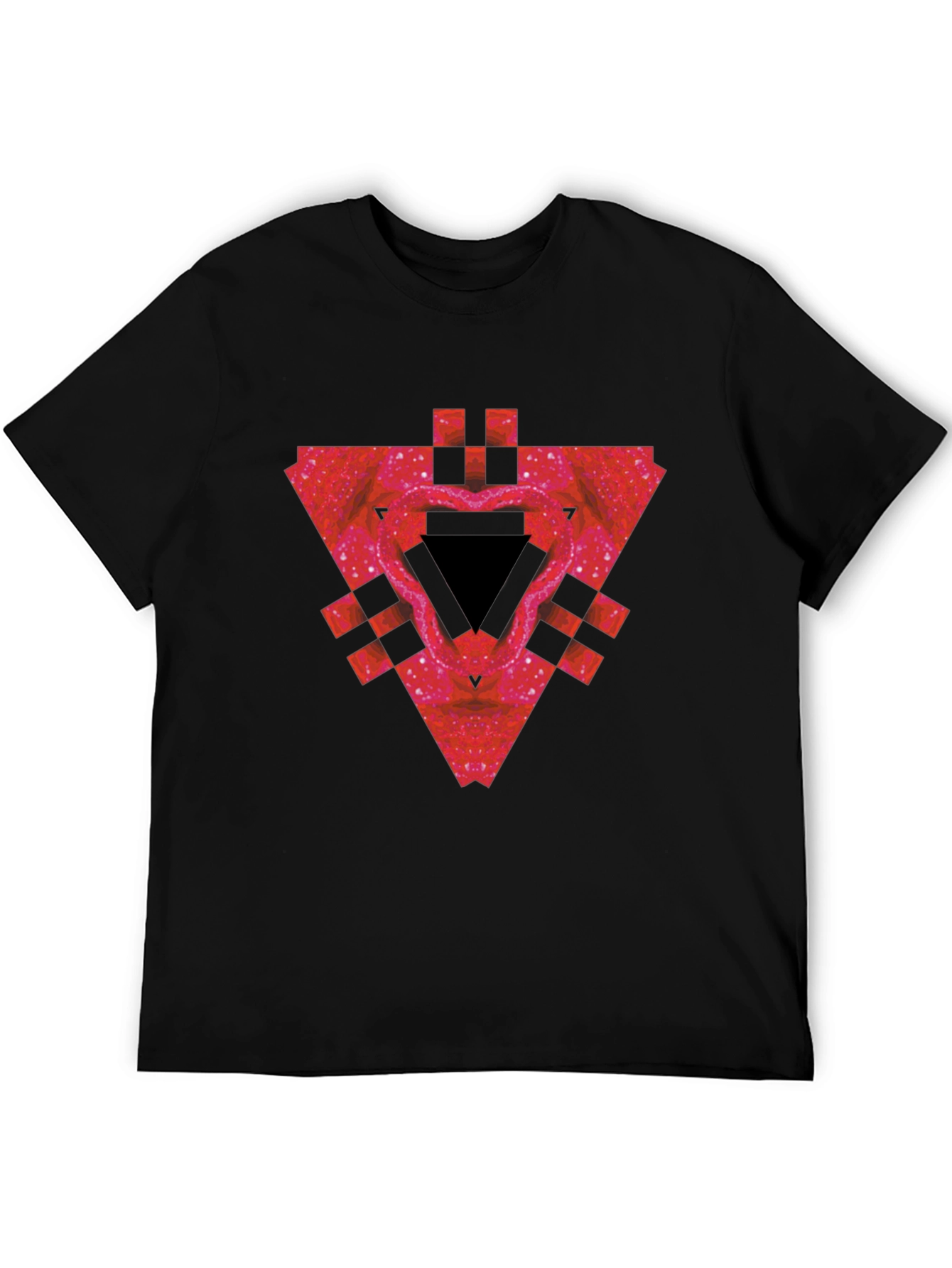Geometric Triangle Graphic Tee - Mens Black T-Shirt