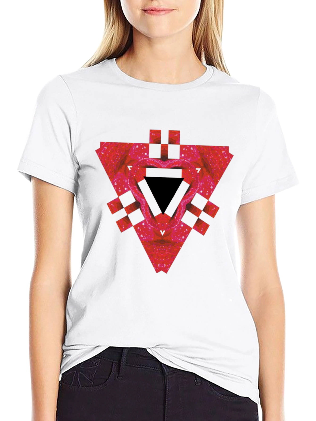 Geometric Triangle Graphic Tee - Mens Black T-Shirt