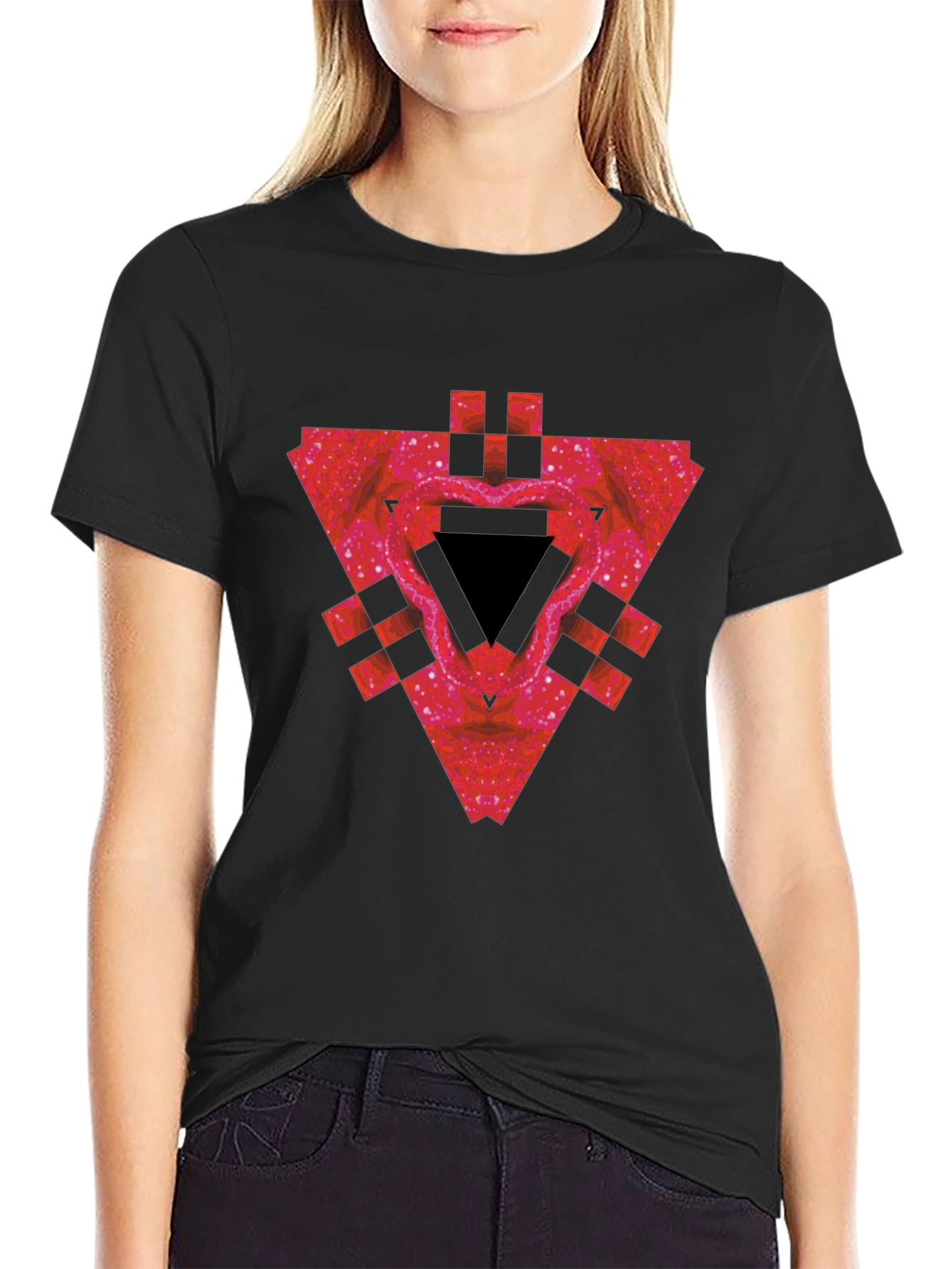 Geometric Triangle Graphic Tee - Mens Black T-Shirt