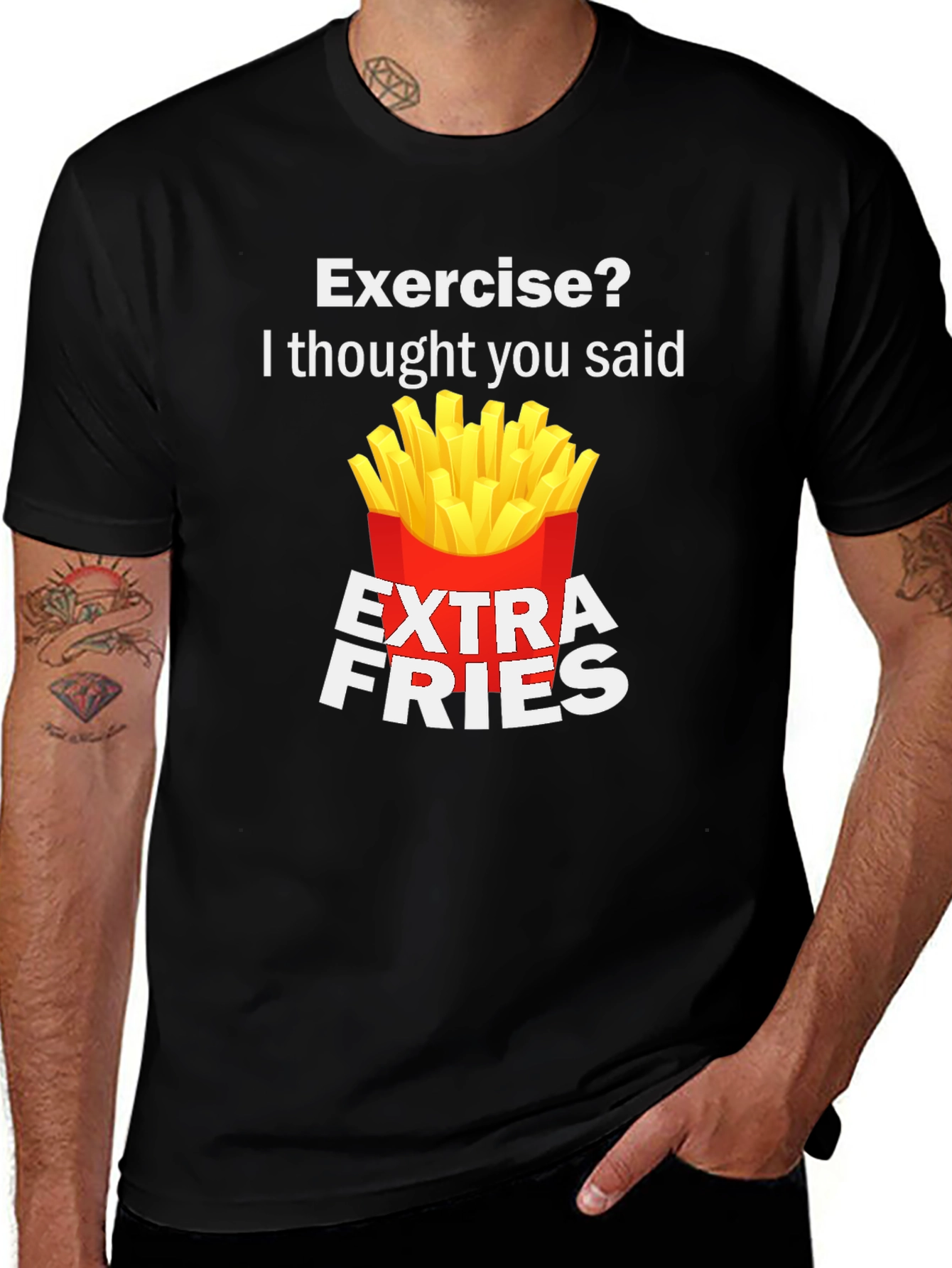 Funny Extra Fries T-Shirt - Foodie Novelty Tee