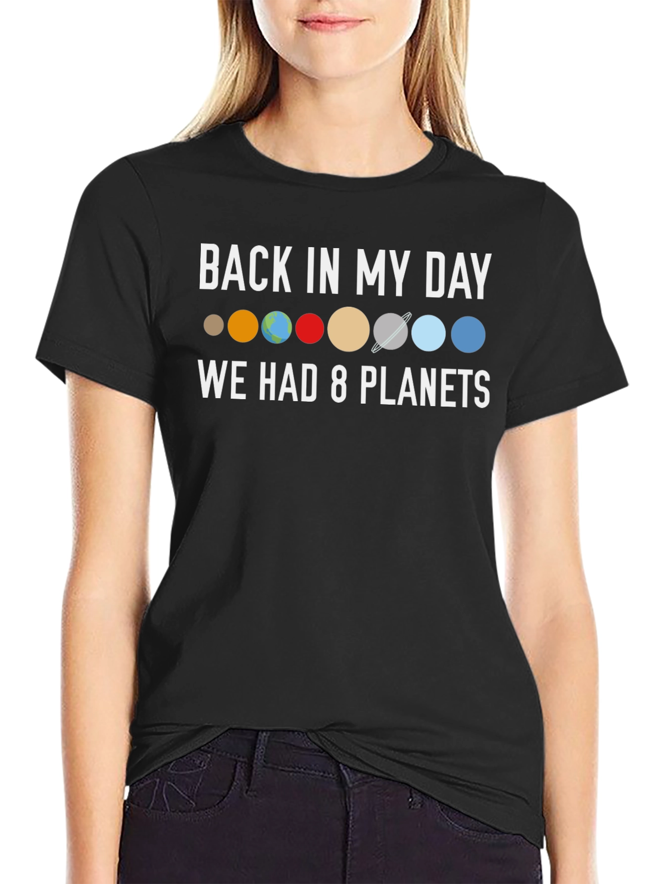 Back in My Day 8 Planets Black T-Shirt