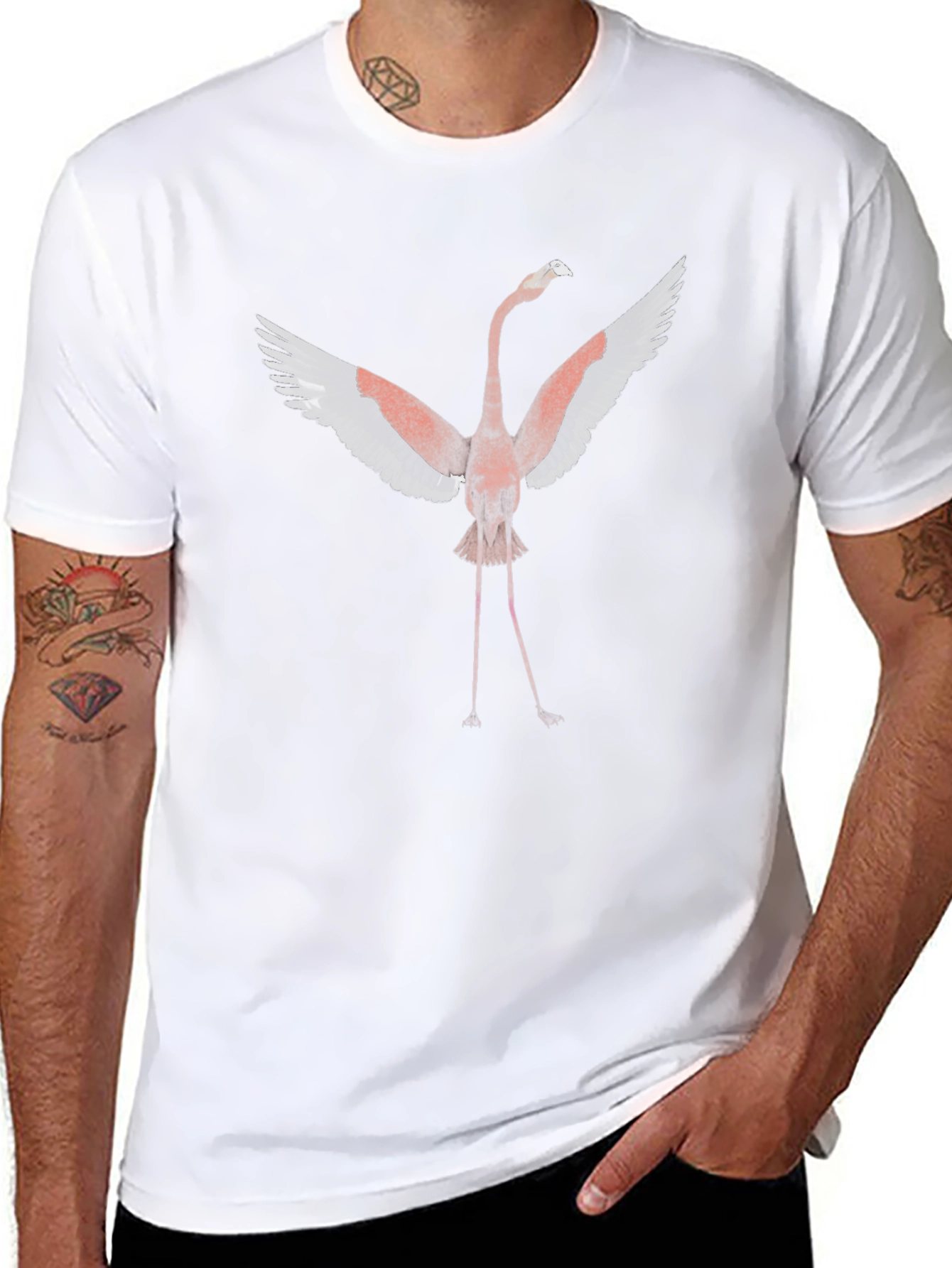 Flamingo Graphic Tee - Trendy Bird Design
