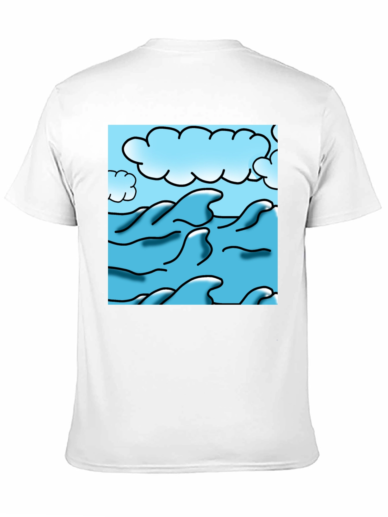 Ocean Wave Graphic Tee - Black Cotton Blend