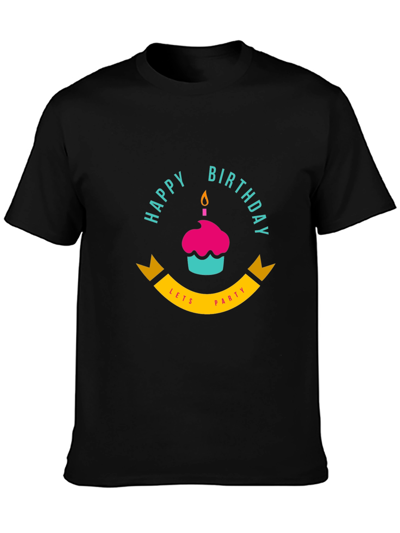 Happy Birthday Lets Party Black T-Shirt