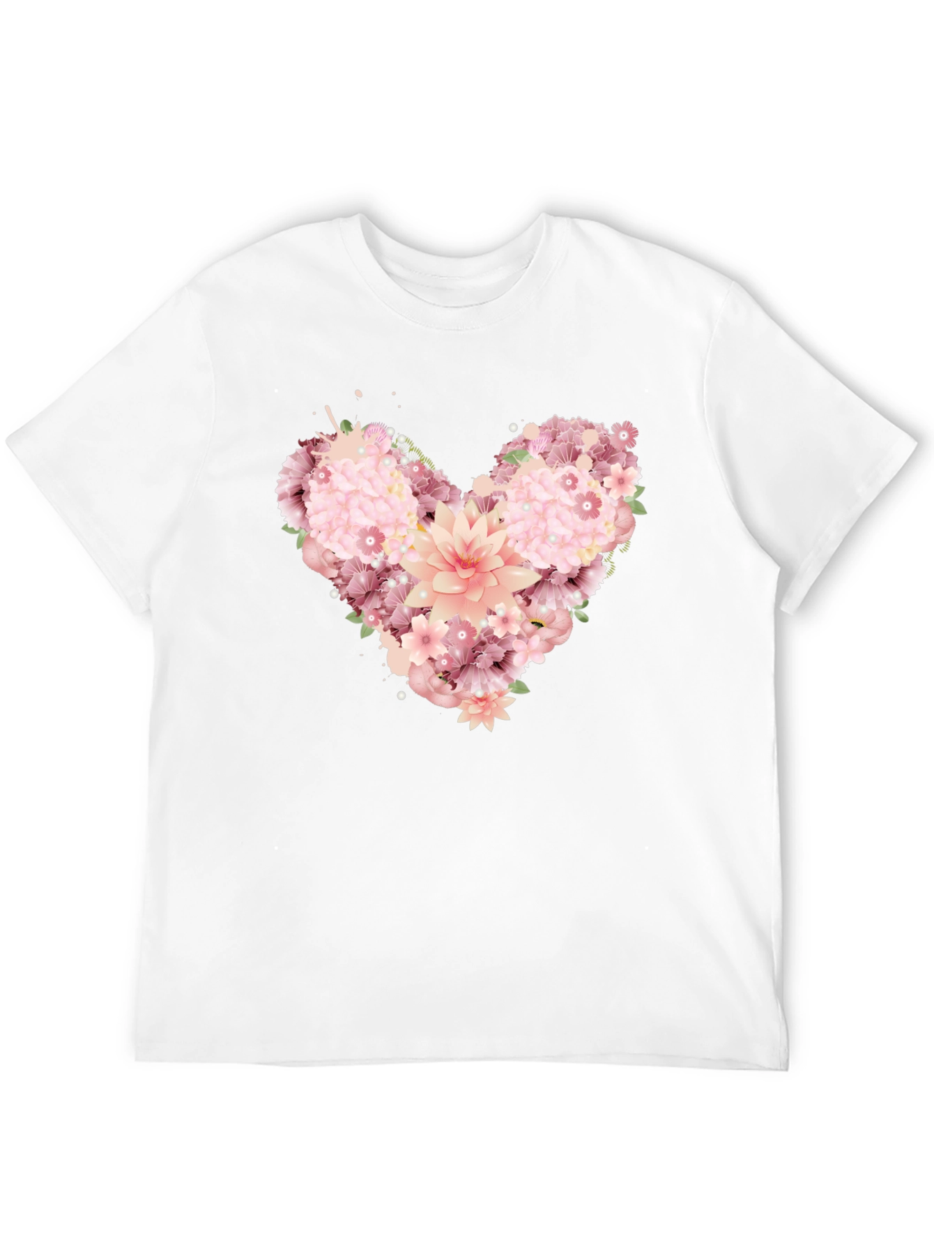 Floral Heart Graphic Tee - Black Unisex T-Shirt