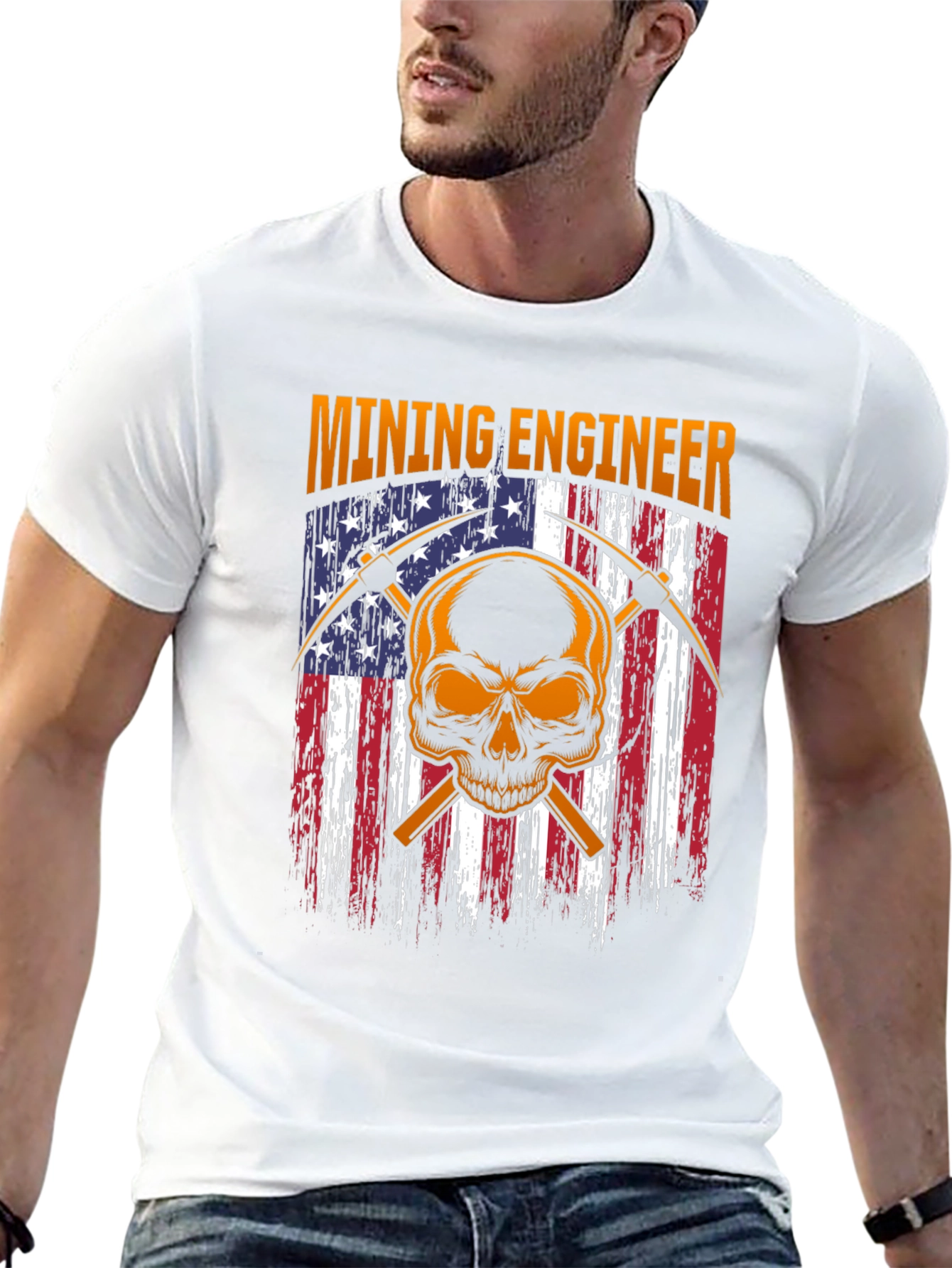 Mining Engineer Skull Graphic T-Shirt