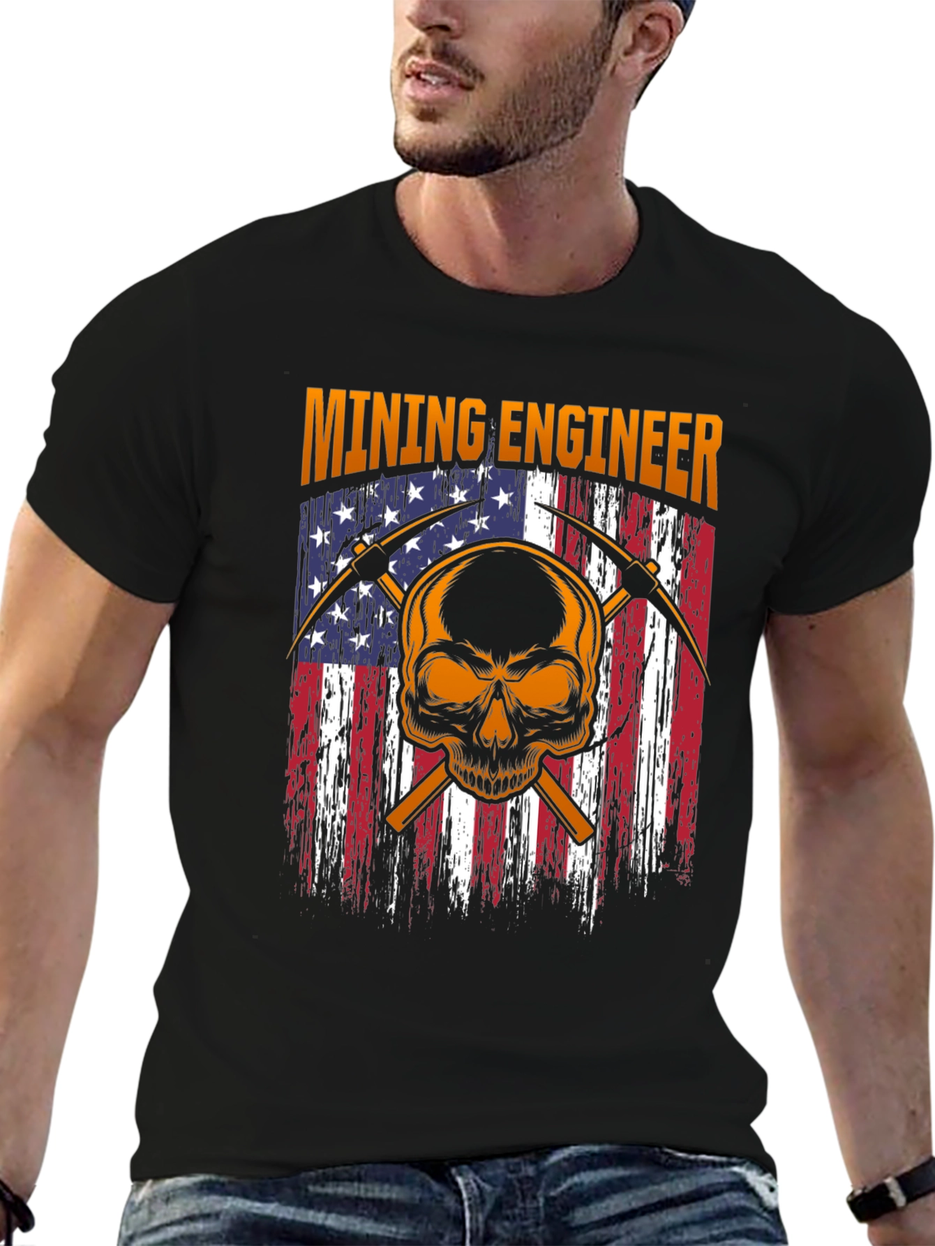 Mining Engineer Skull Graphic T-Shirt