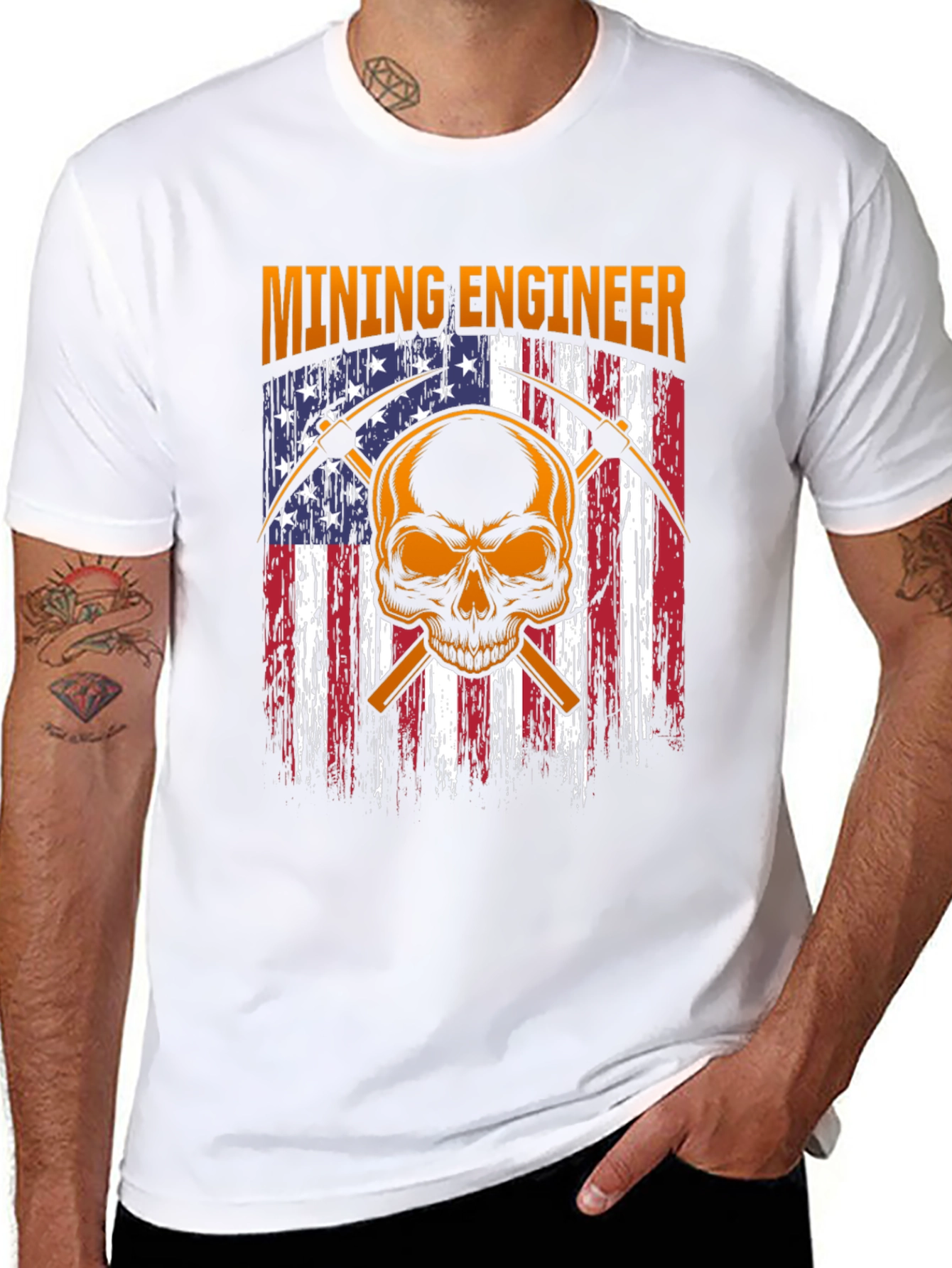 Mining Engineer Skull Graphic T-Shirt