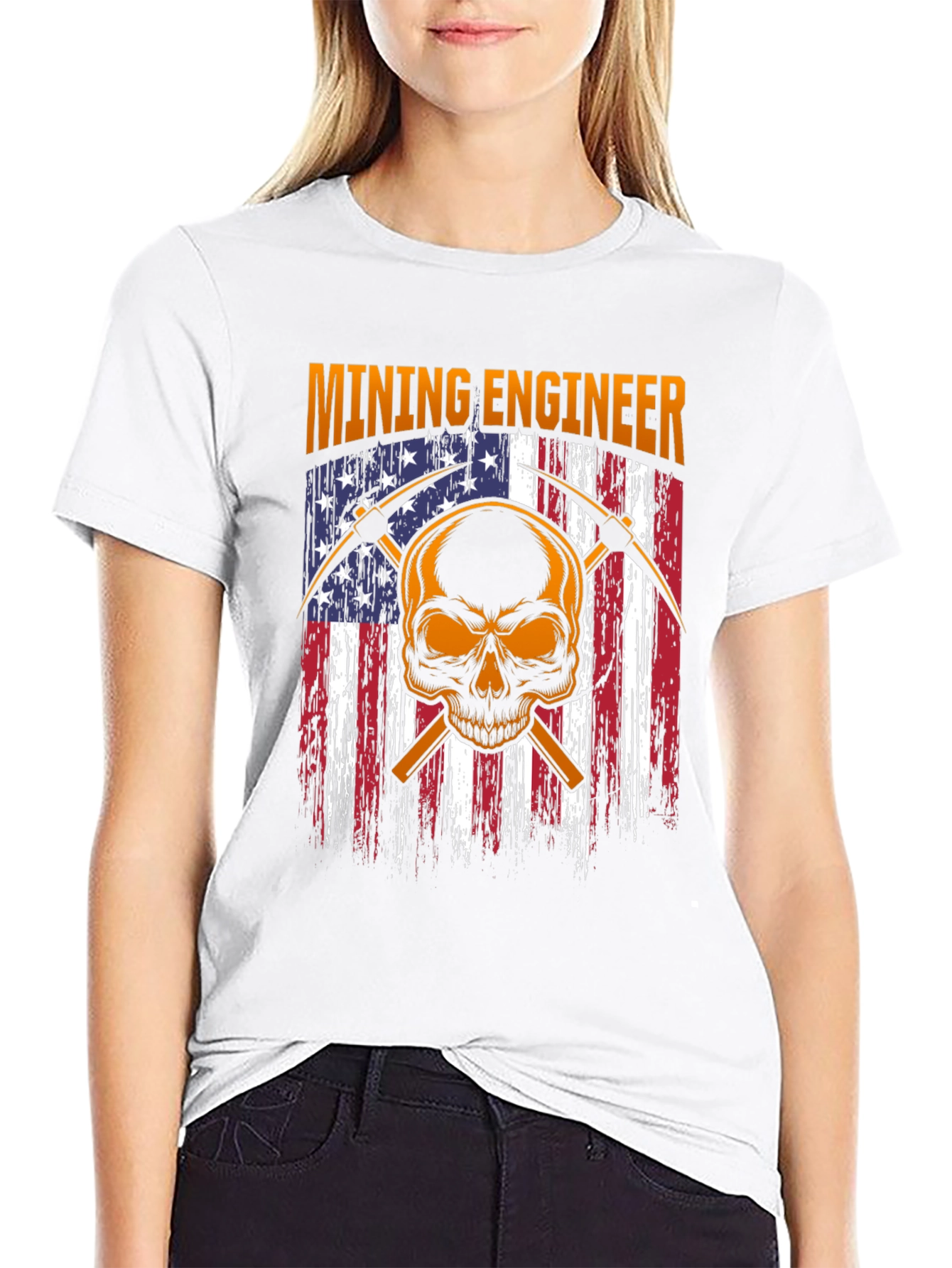 Mining Engineer Skull Graphic T-Shirt