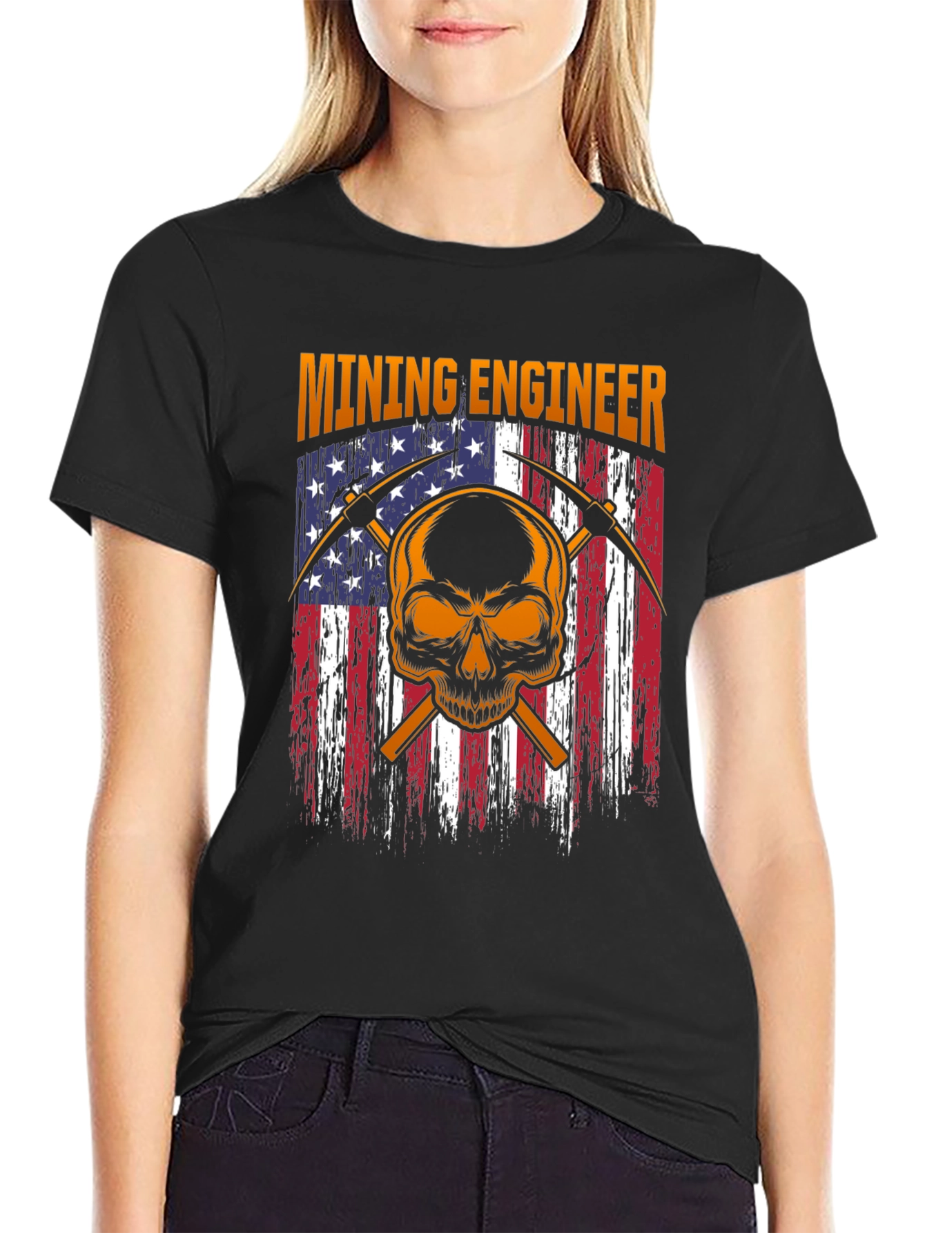 Mining Engineer Skull Graphic T-Shirt